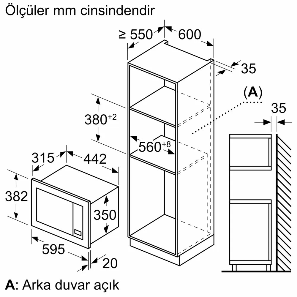 iQ300 BF623LMG3 Ankastre Mikrodalga Gümüş