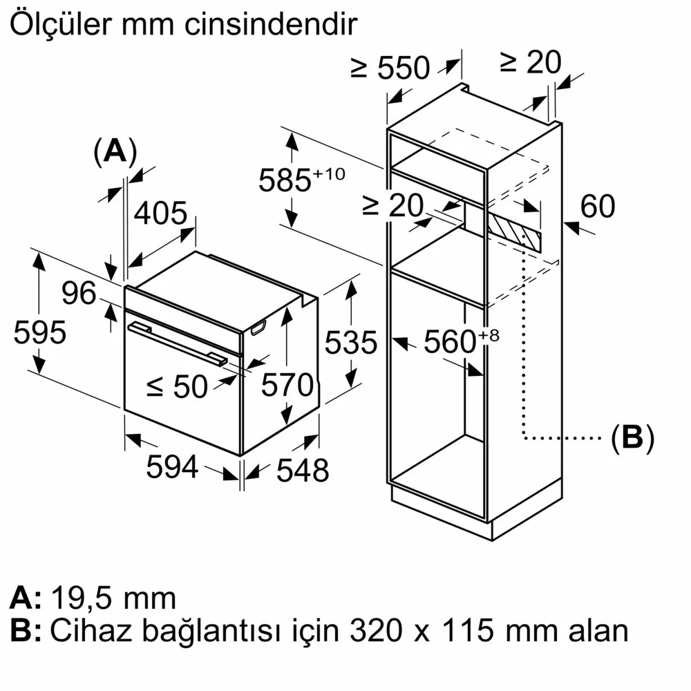 iQ500 HJ852GYB0T Ankastre Fırın 60 x 60 cm Siyah
