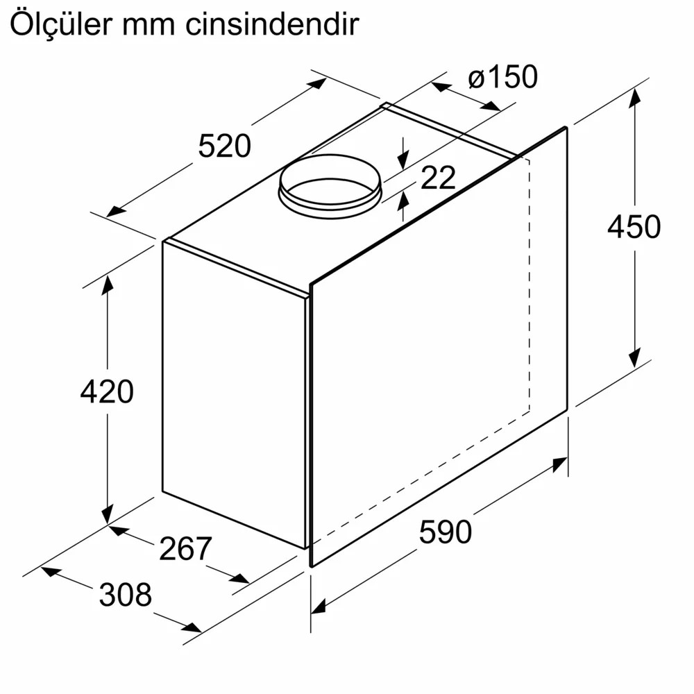 iQ300 LC65FCJ60T Duvar Tipi Davlumbaz 60 cm Siyah Cam, Siyah