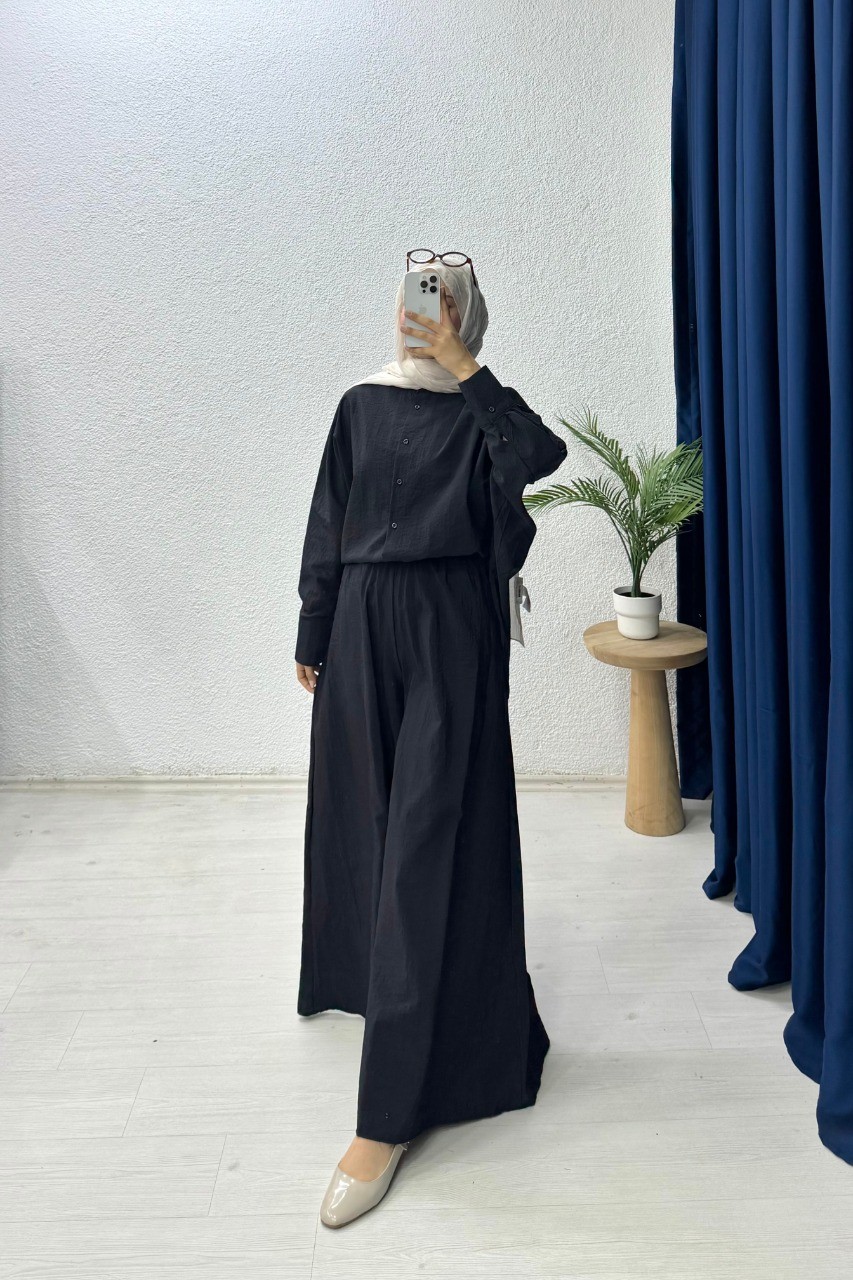 Oversize Gömlek Takım - Siyah