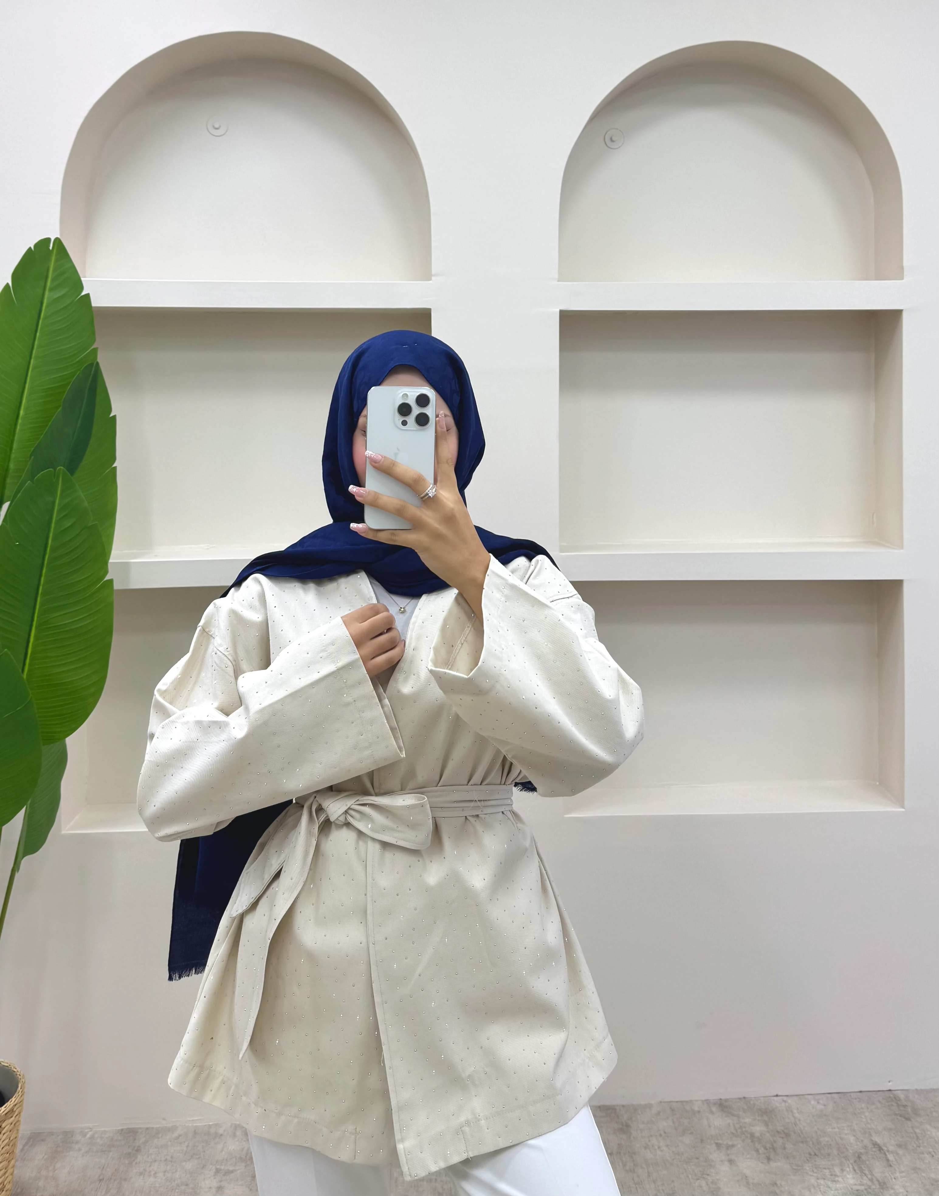 Taşlı Ceket  - Krem