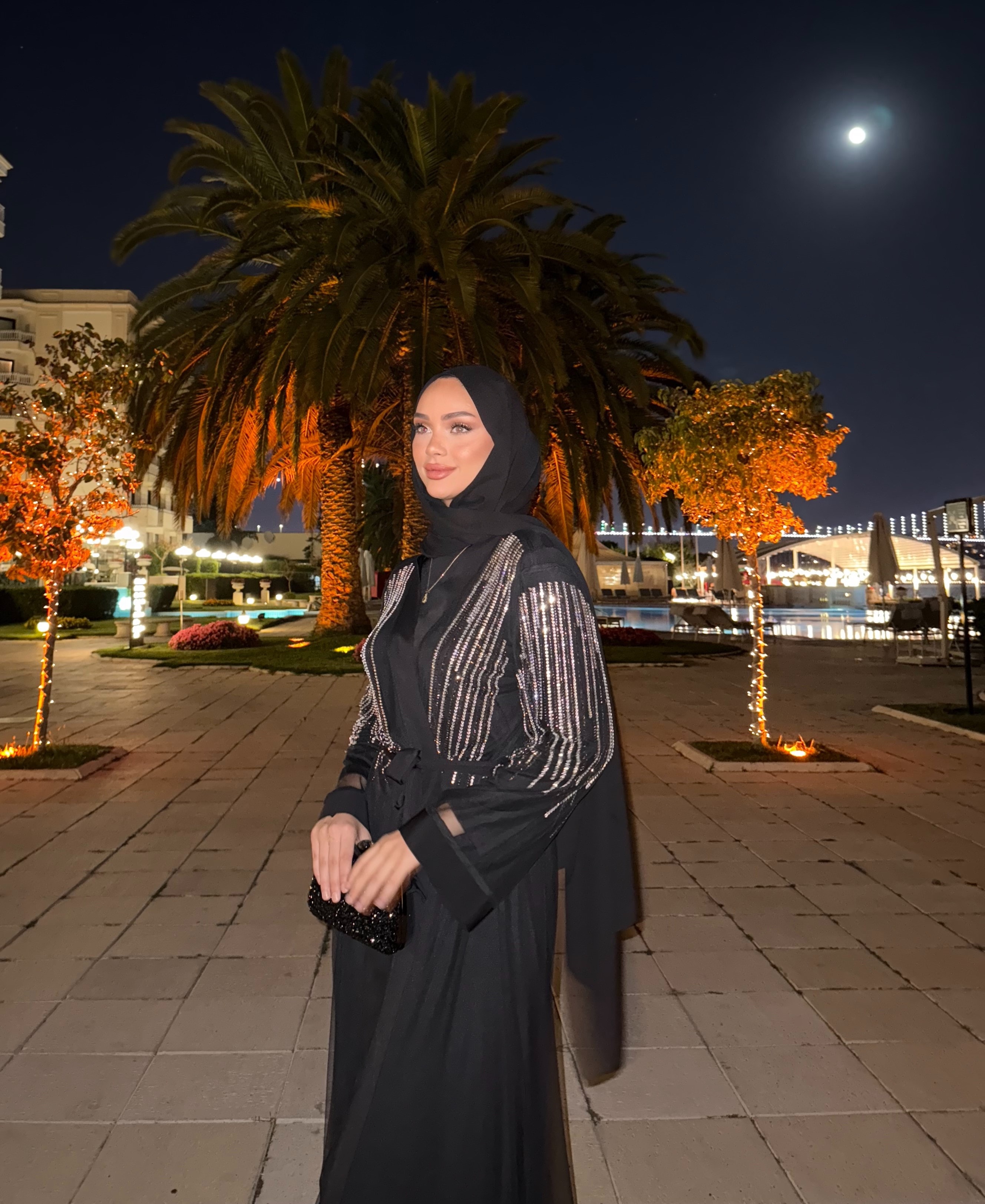 Taşlı Abaya Takım