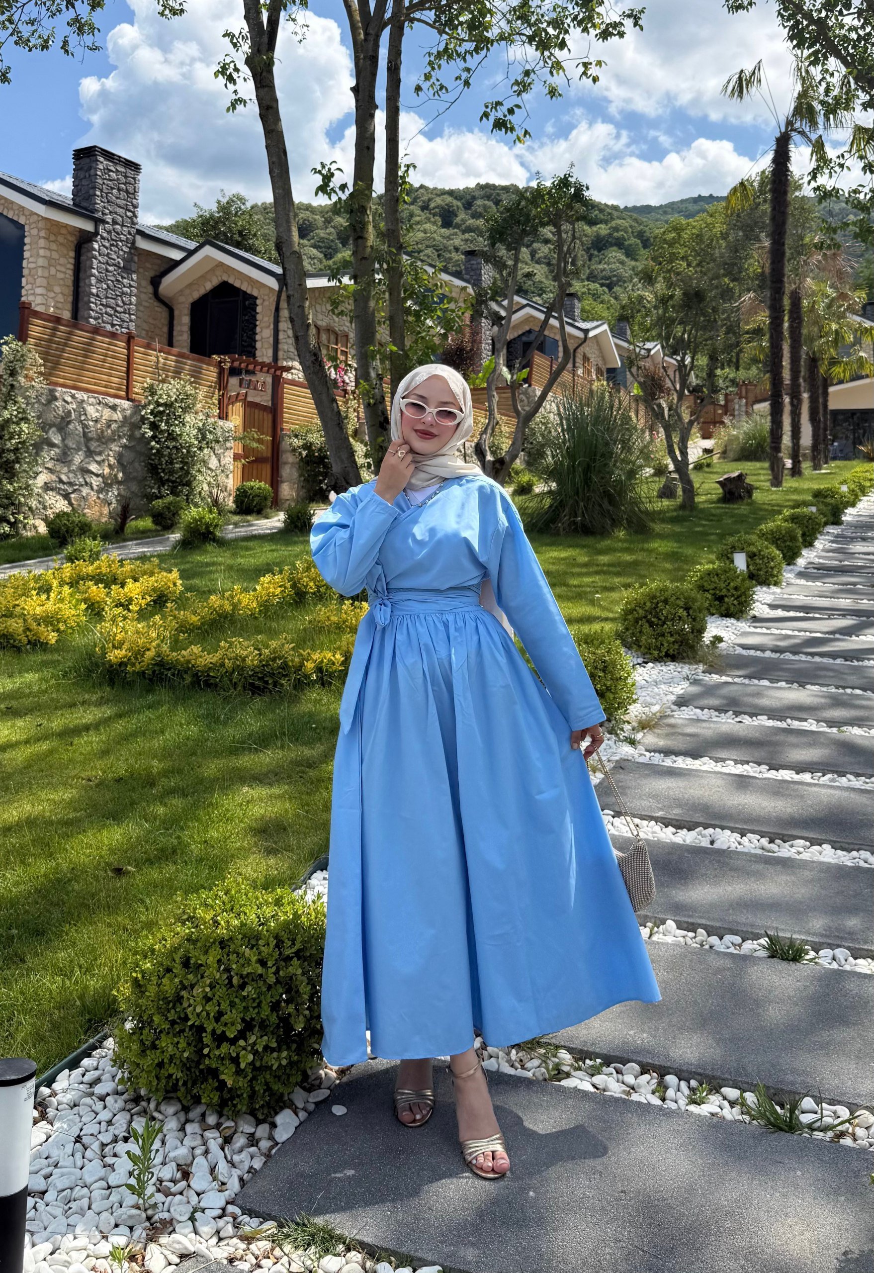 Bağlamalı Etek Takım - mavi