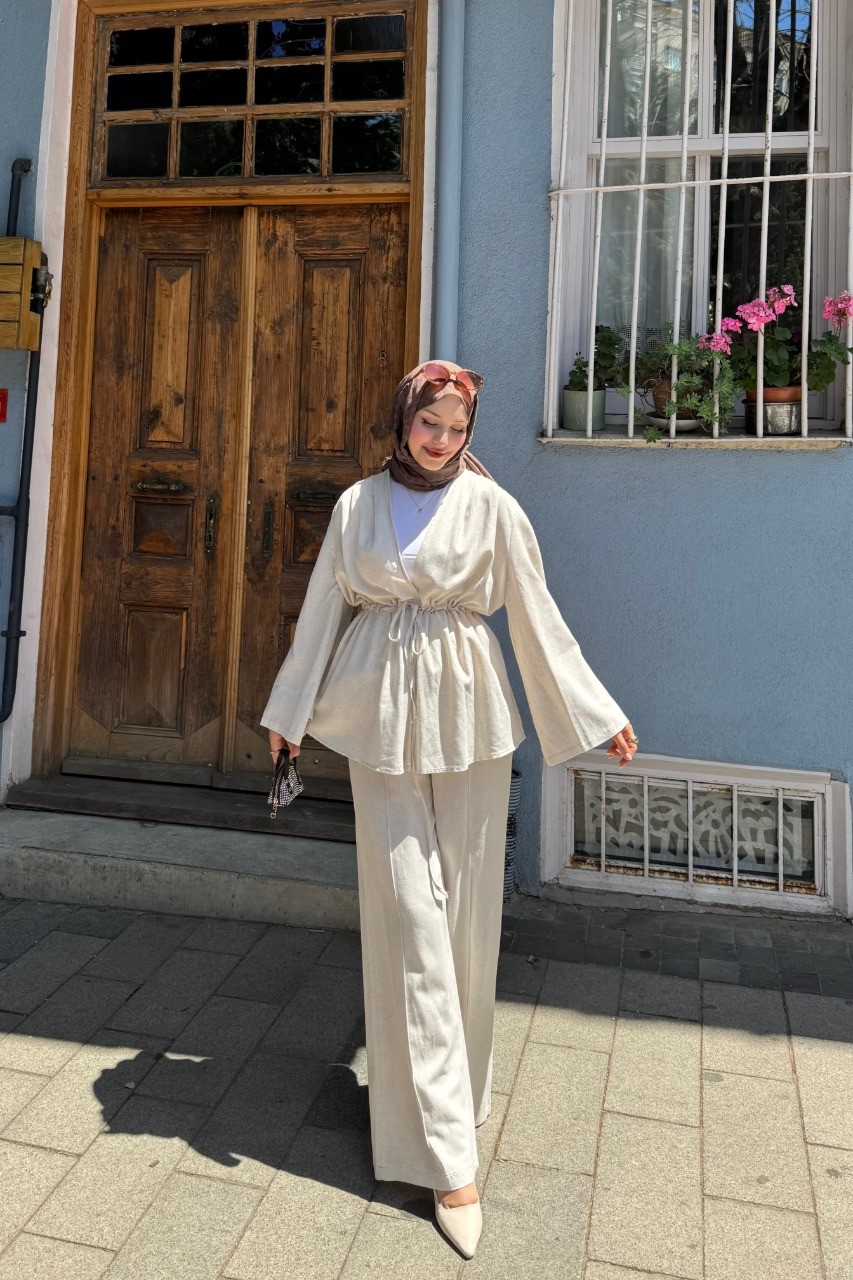 Taşlı Premium Takım - Krem