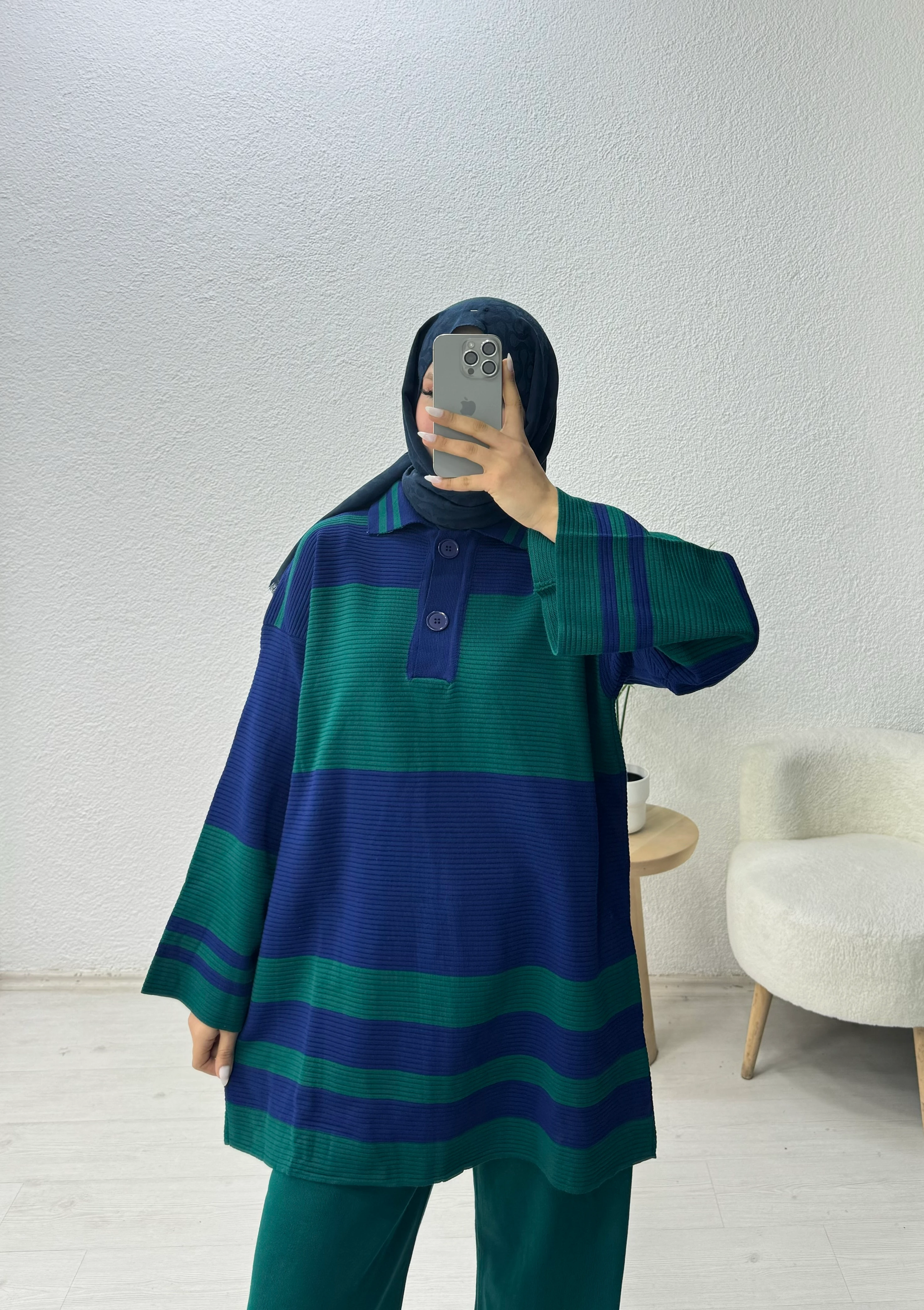 Çizgili Triko Takım 