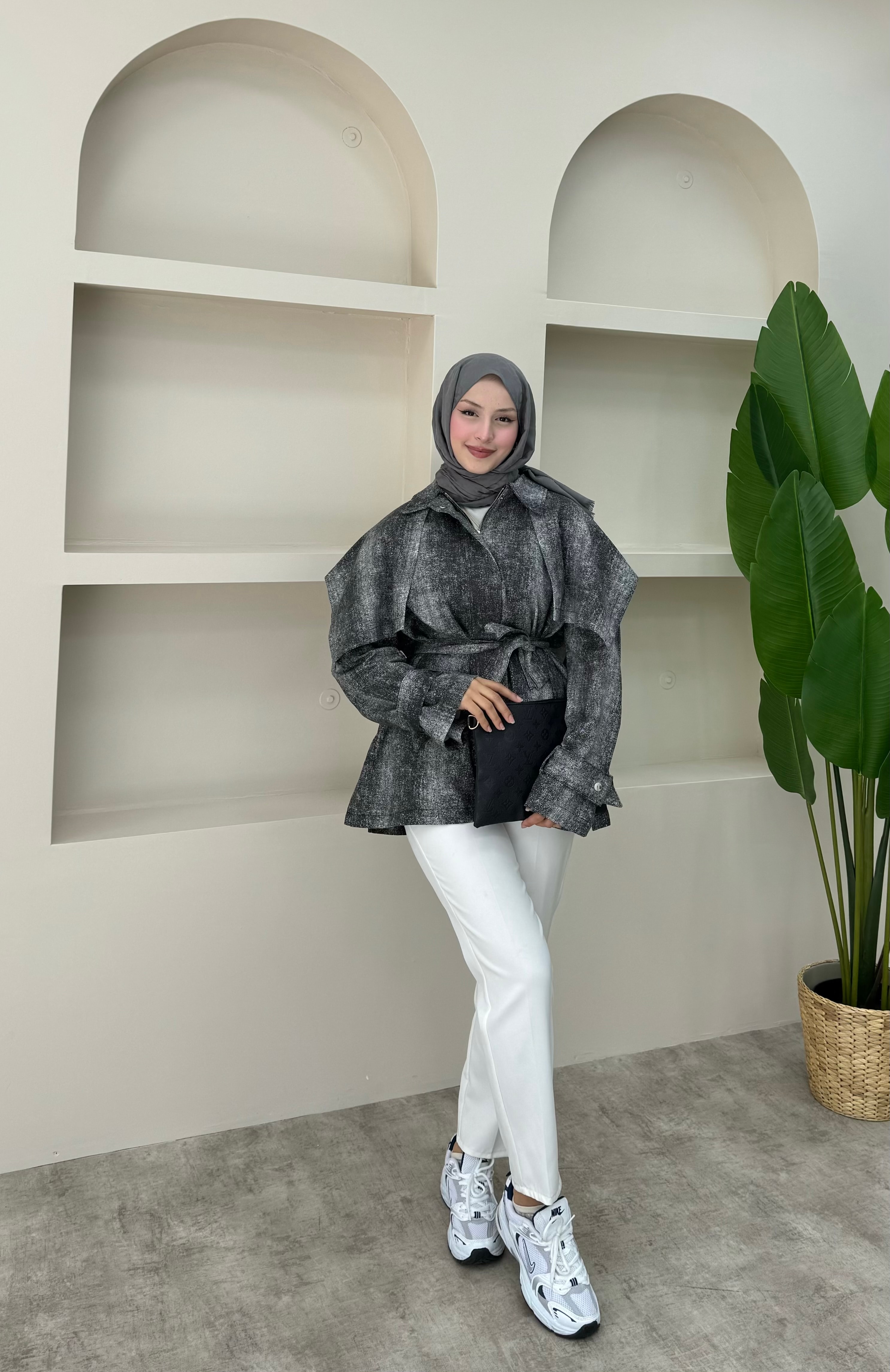 Fermuarlı Gabardin Ceket