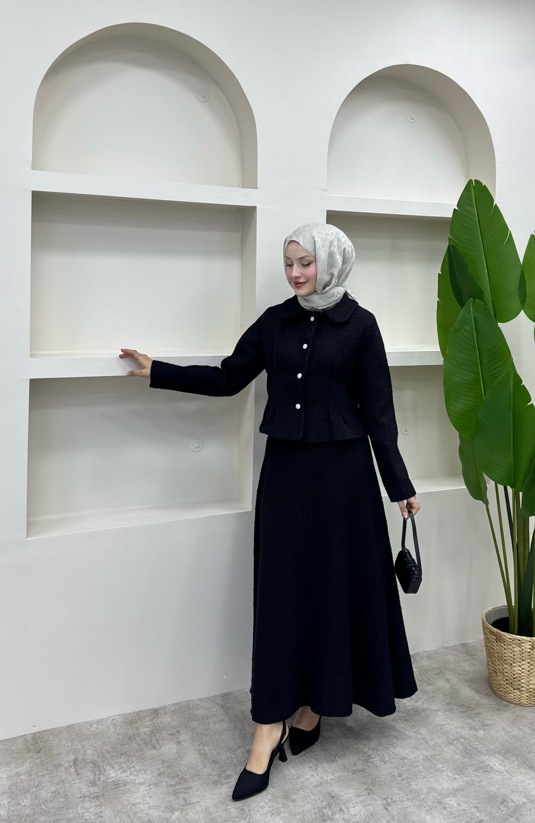 Shanel Kumaş Etekli Takım