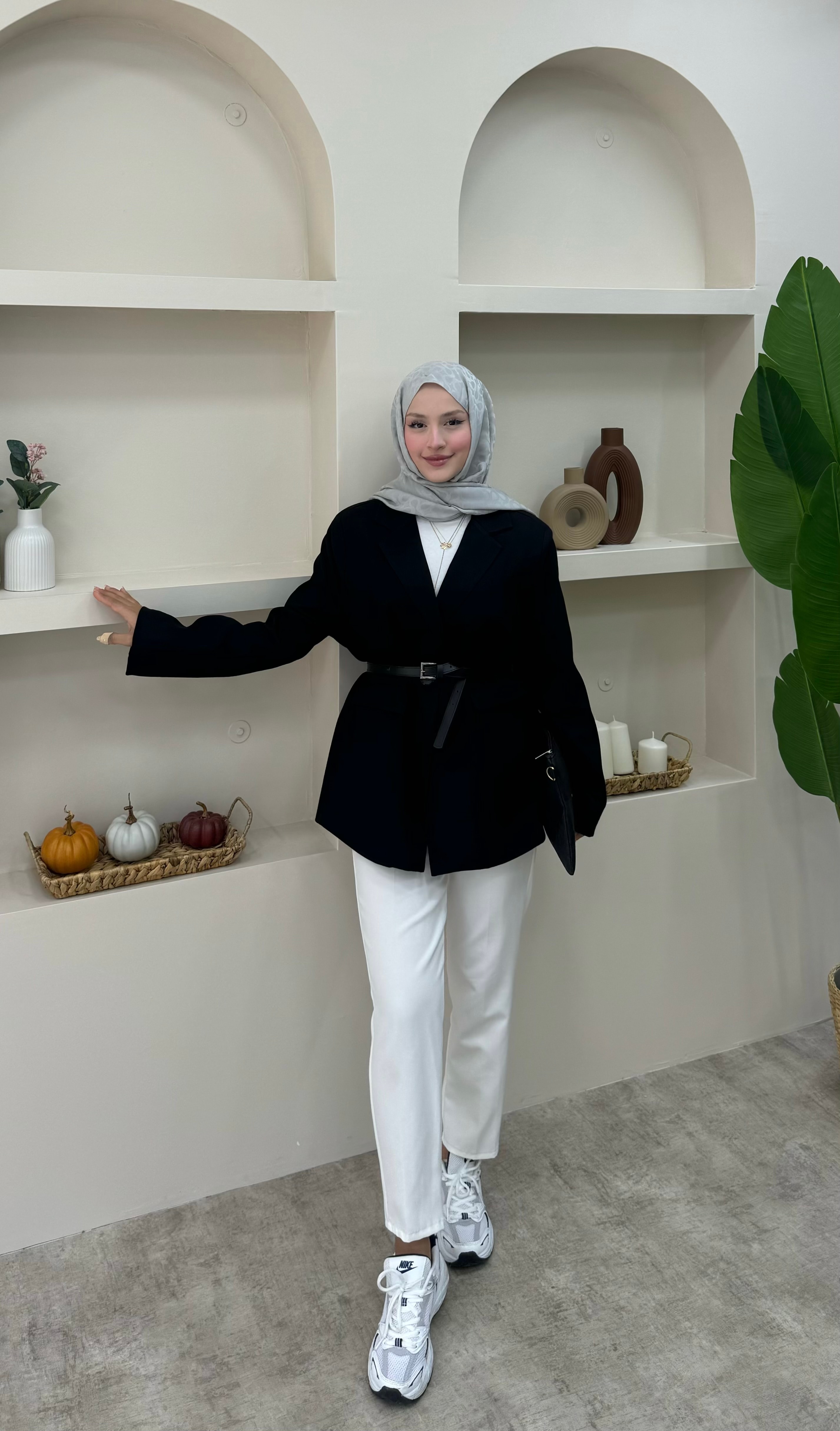 Keten Tek Düğmeli Blazer Ceket 