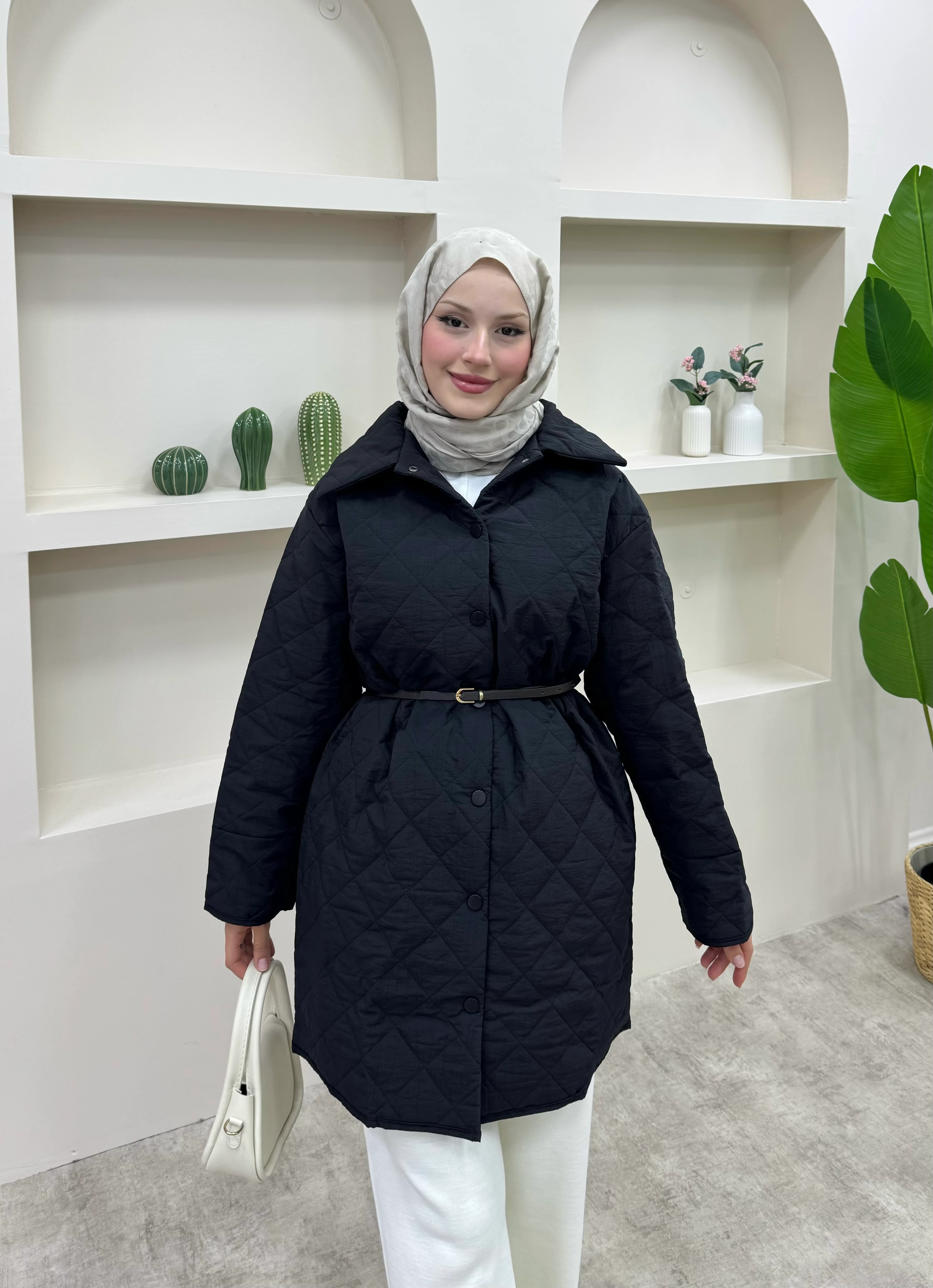 Basic Kapitone Mont - Siyah