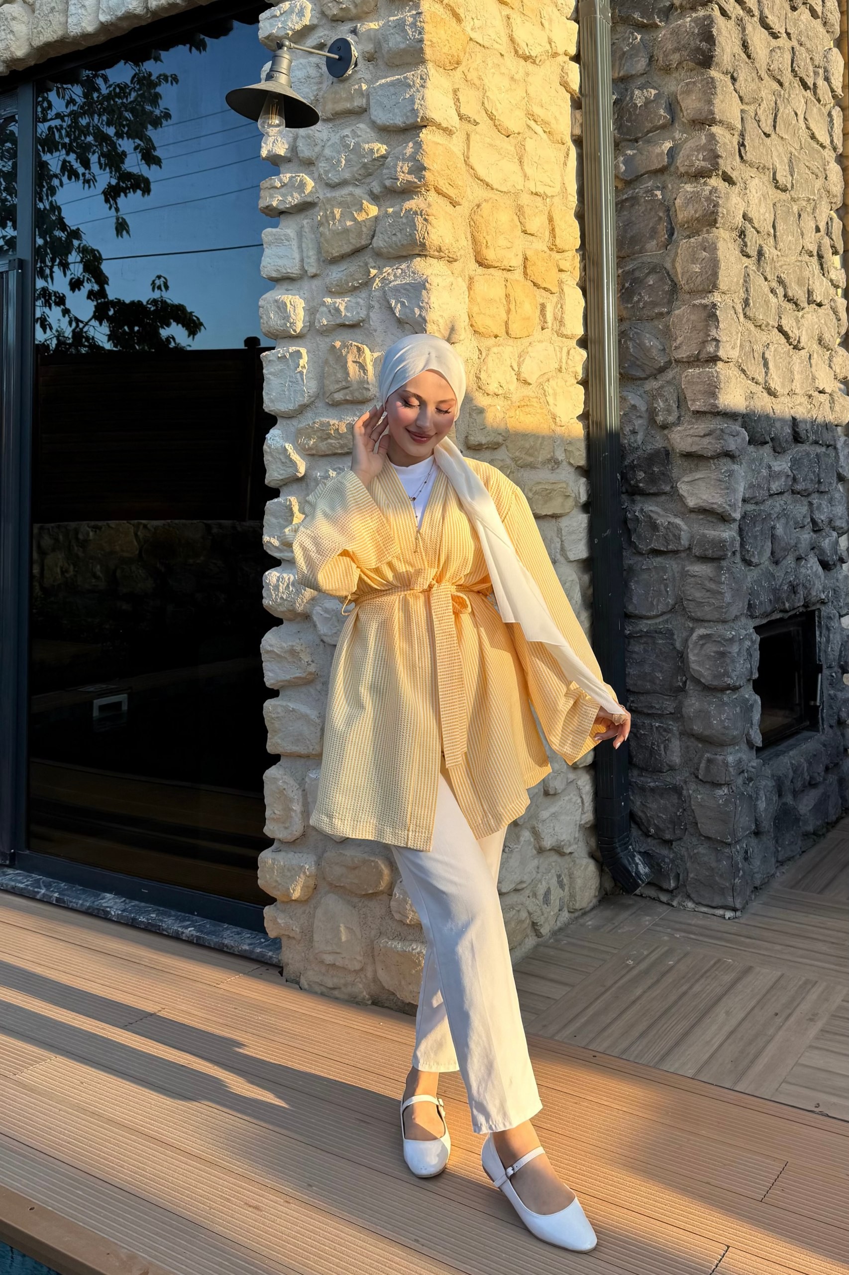 Çizgili Kimono - sarı