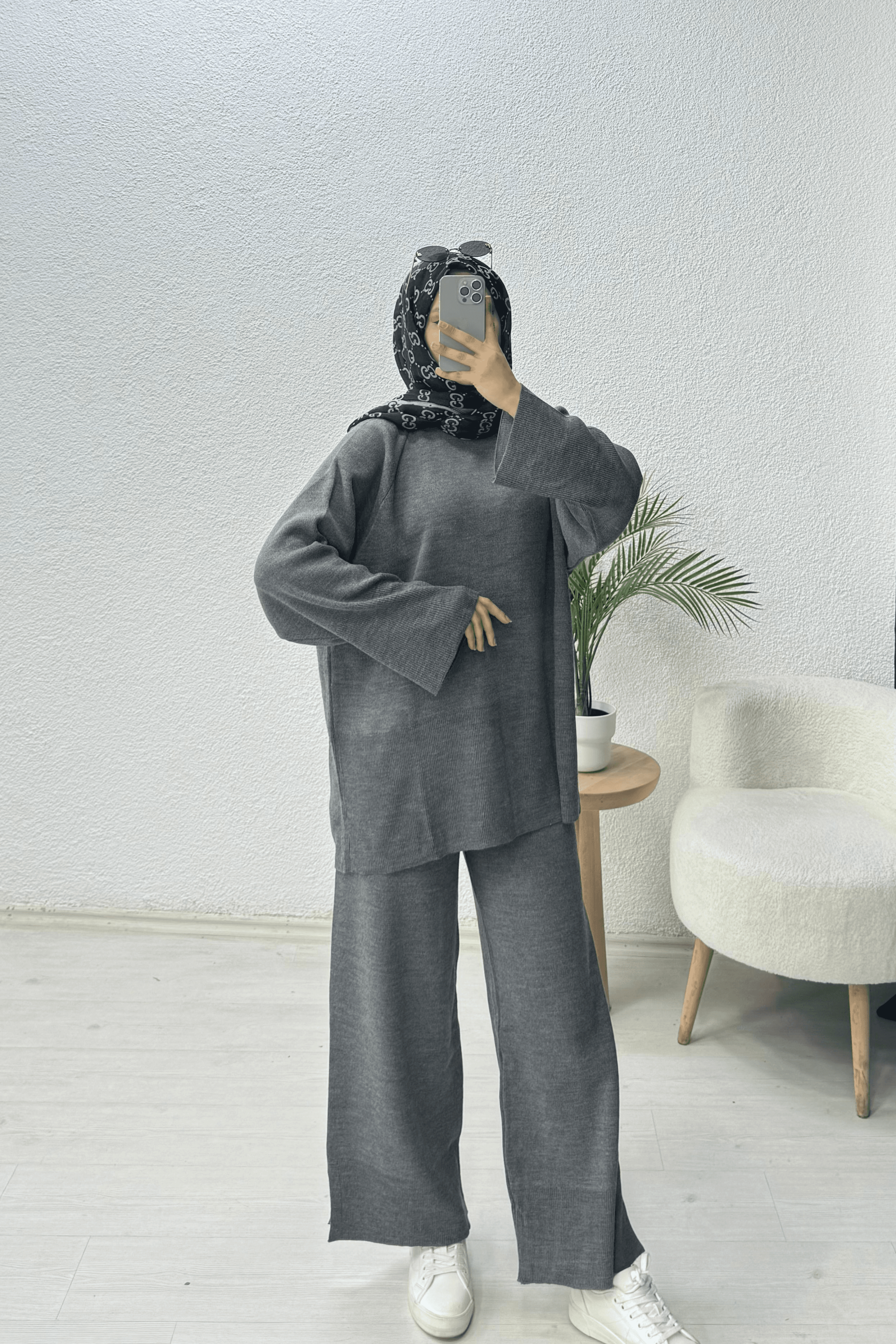 Basic Oversize Triko Takım - antrasit