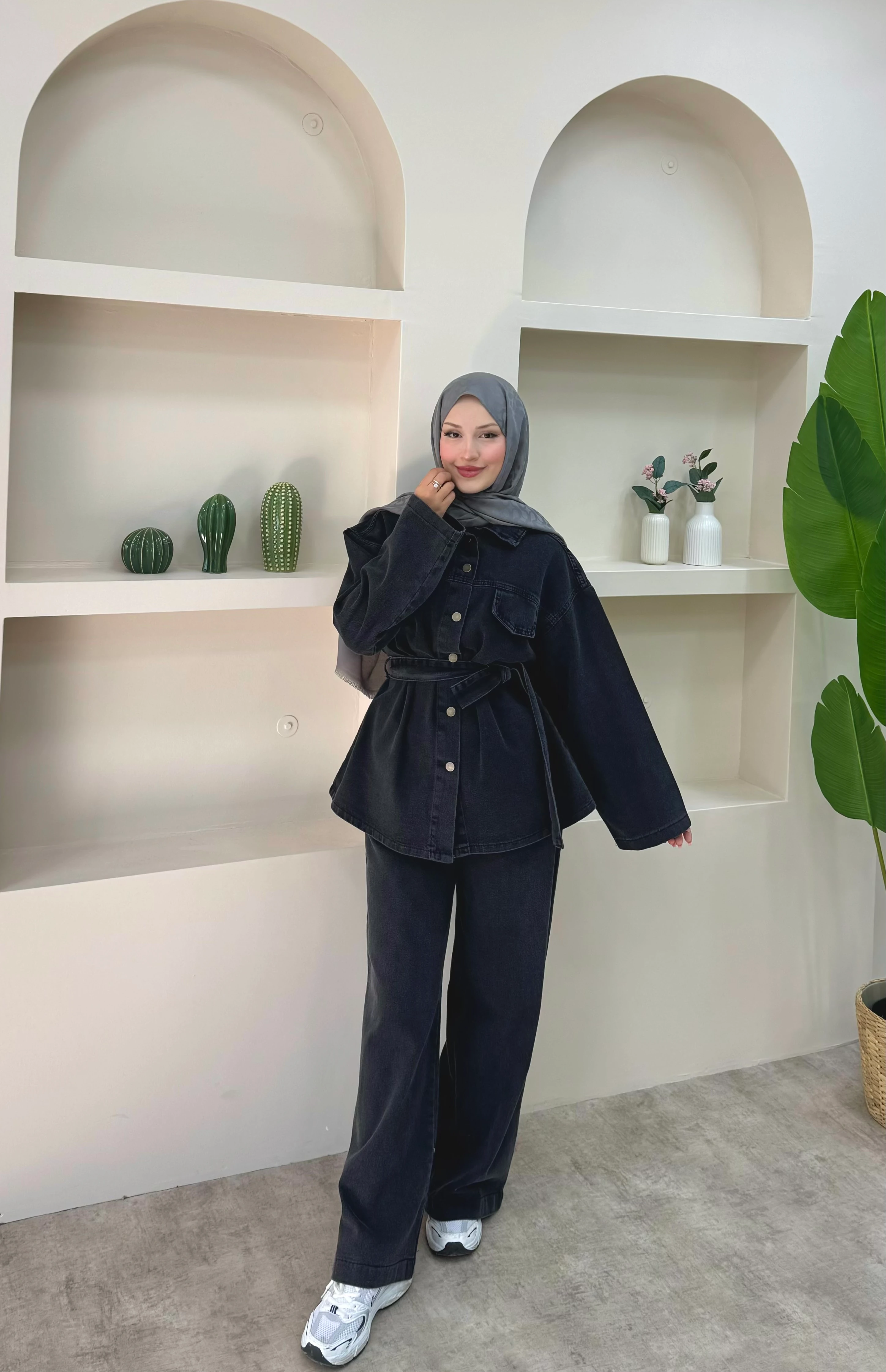 Kemerli Kot Takım  - antrasit