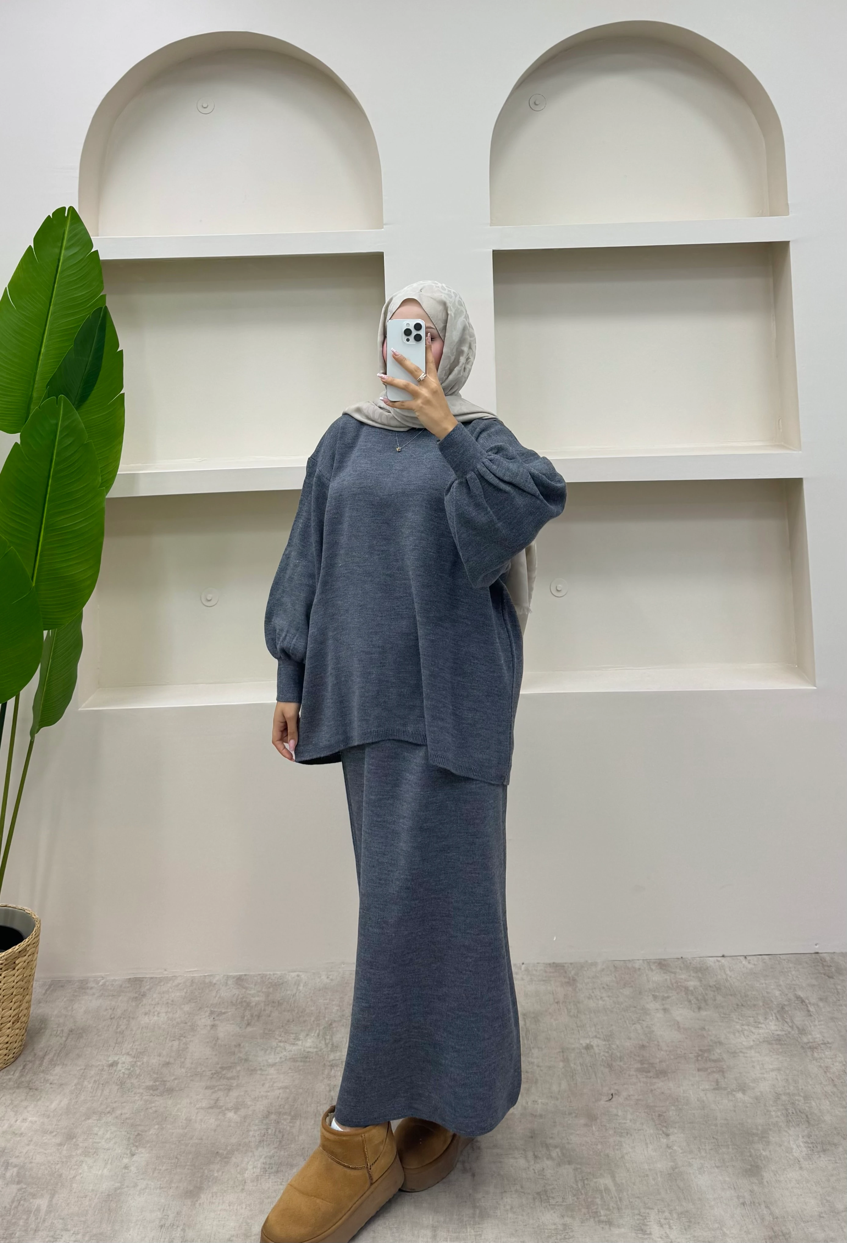 Triko Etekli Takım - Gri