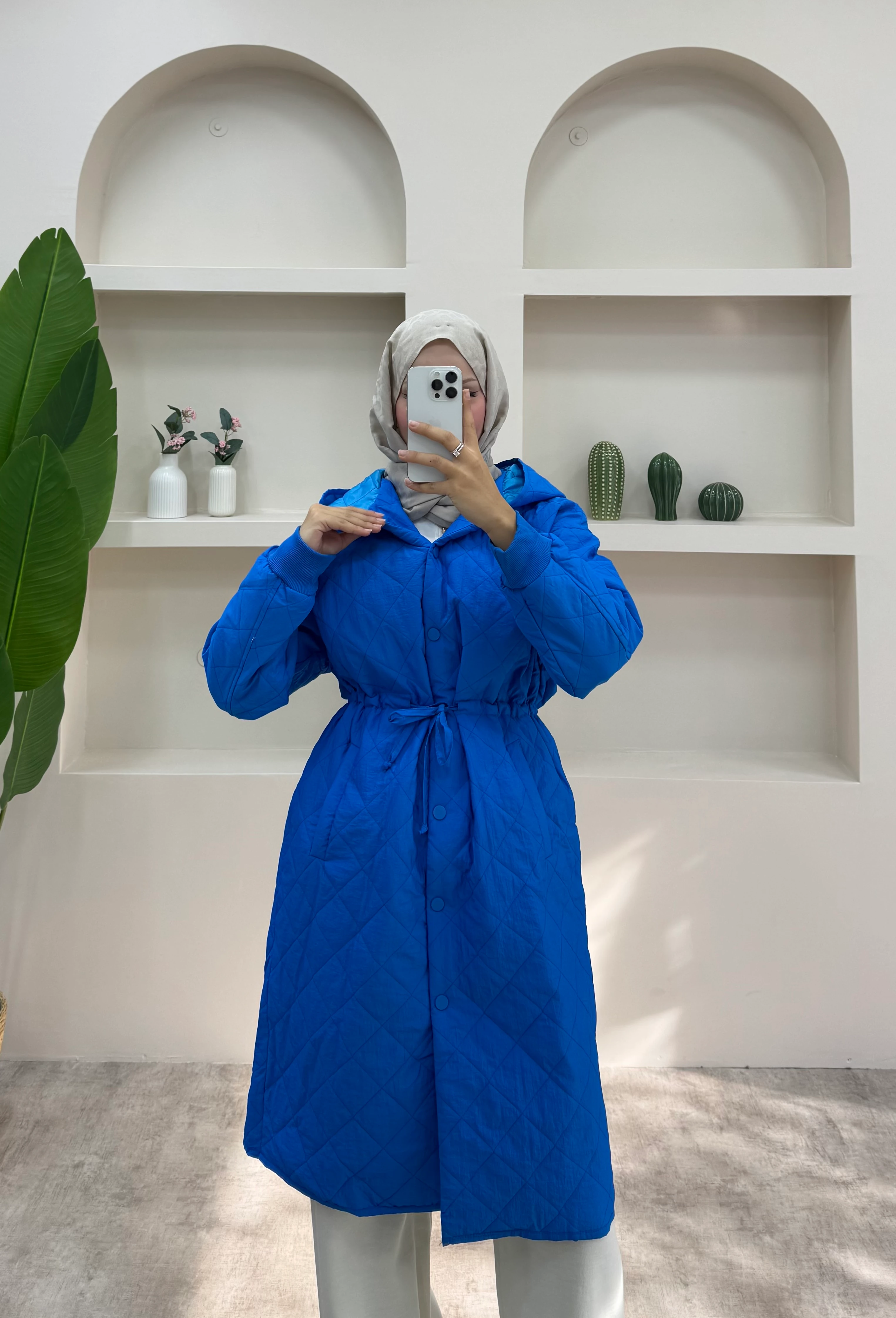 Pelerinli Kapitone Mont  - Mavi