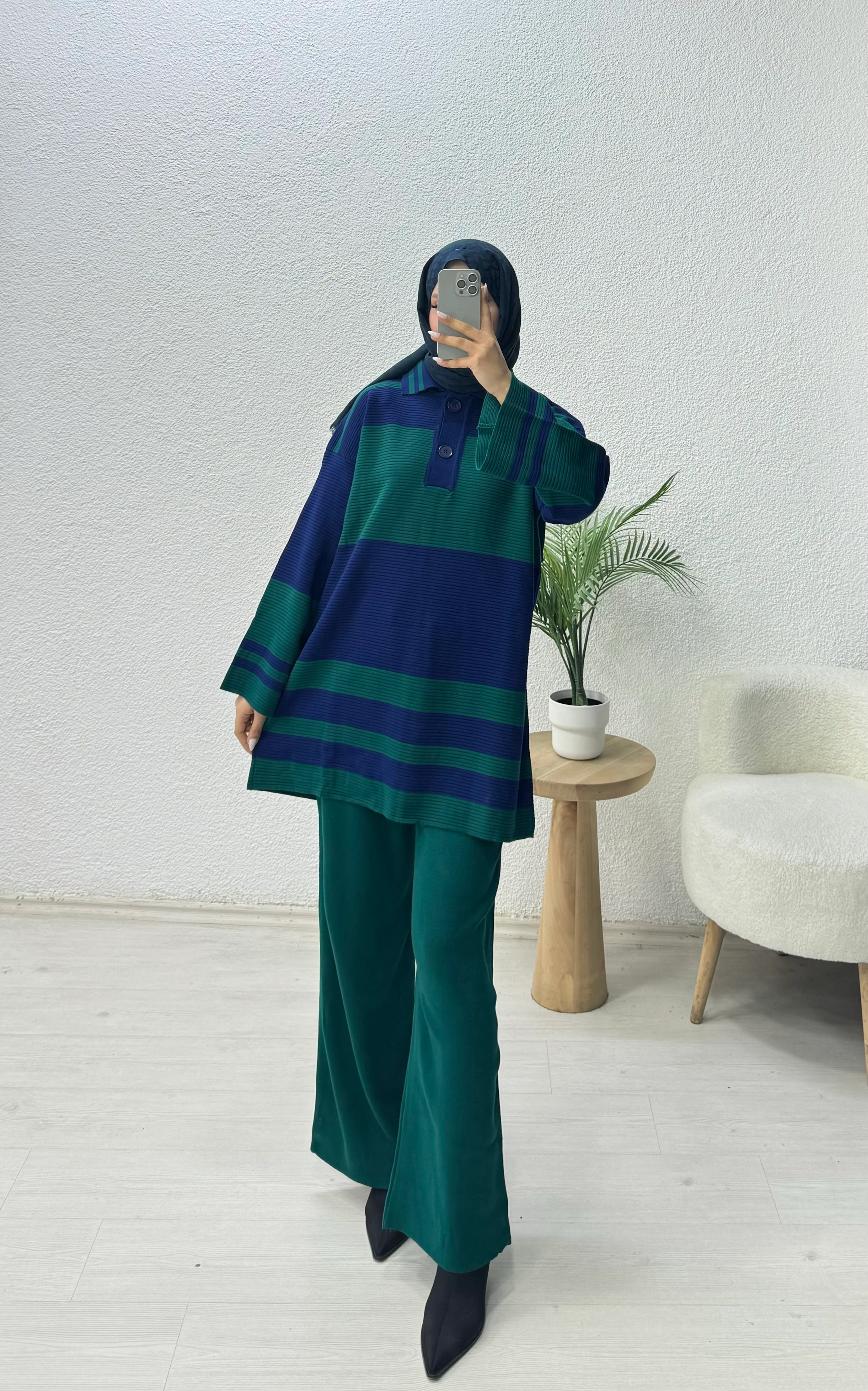 Çizgili Triko Takım 