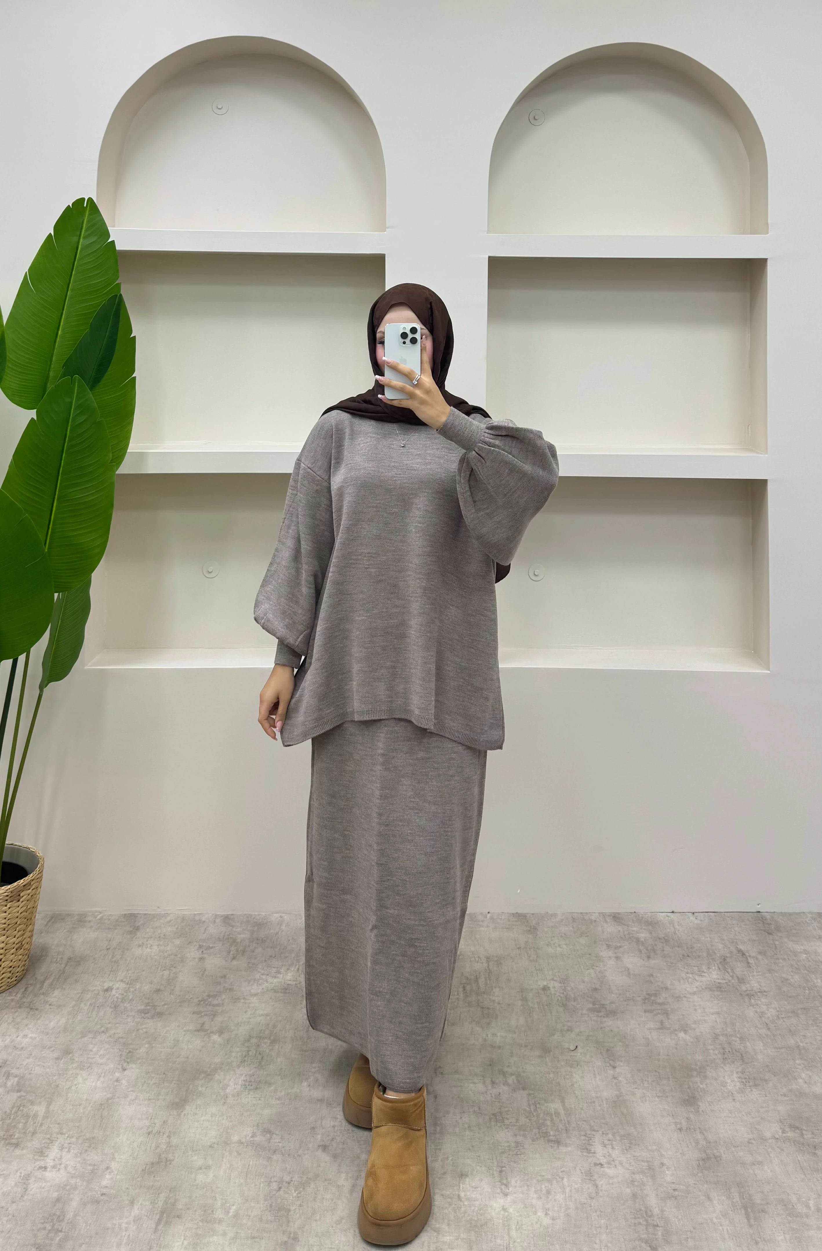 Triko Etekli Takım - Vizon