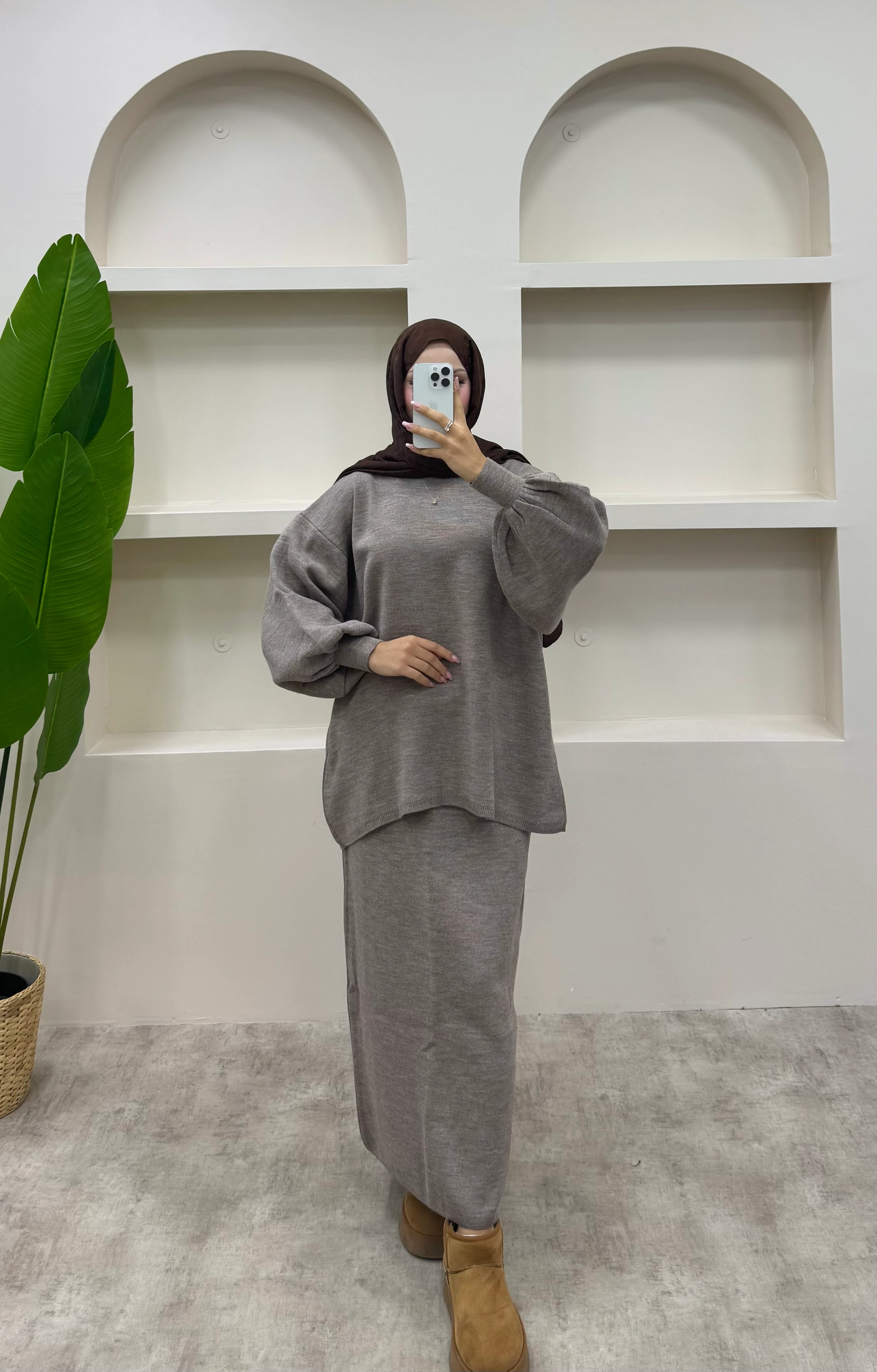 Triko Etekli Takım - Vizon