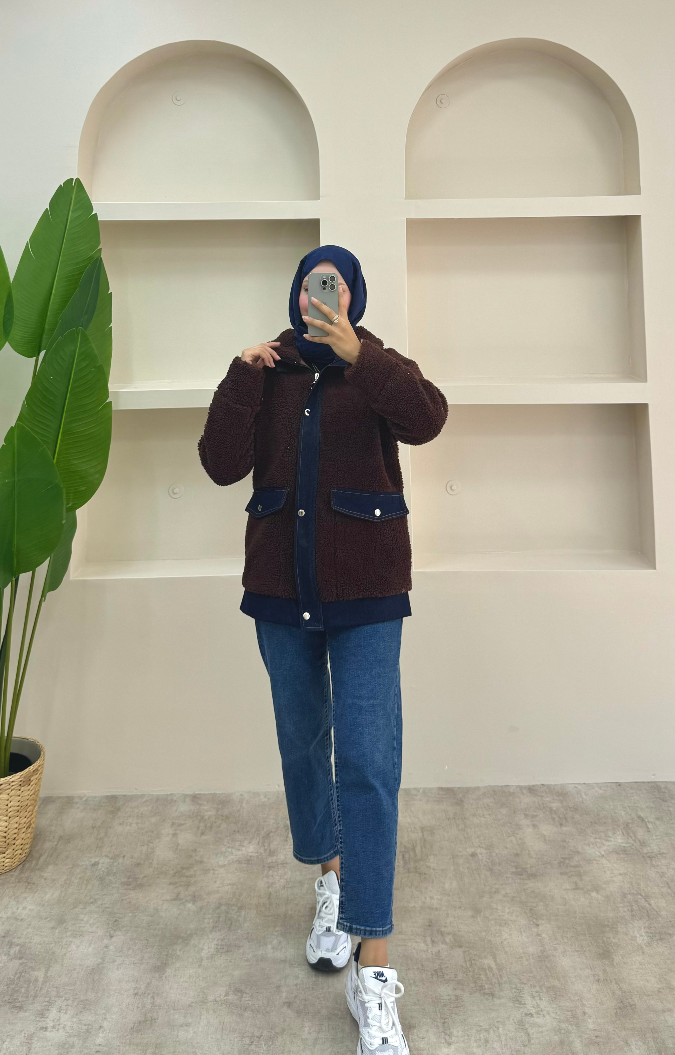 Kot Detaylı Peluş Ceket