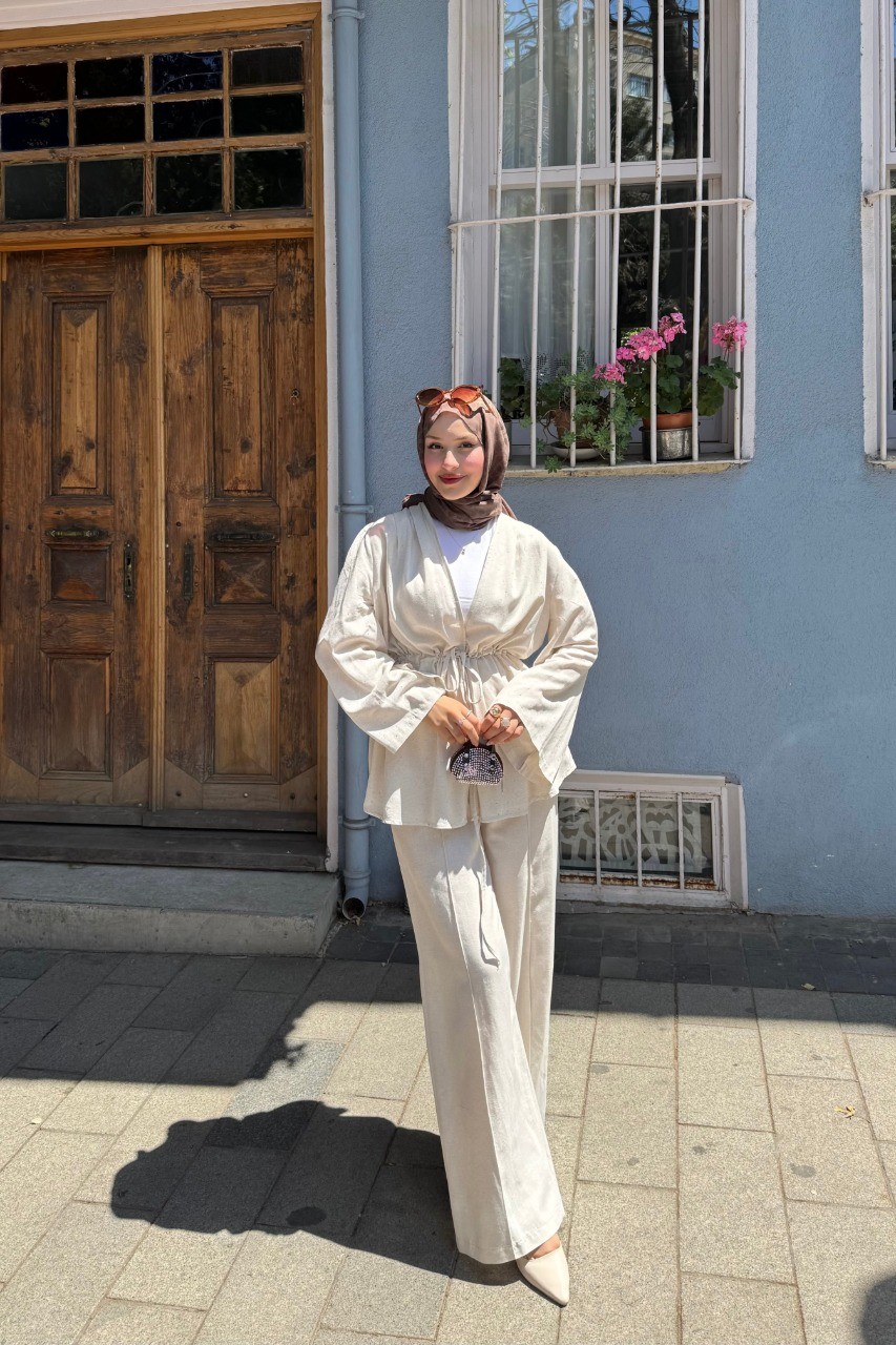 Taşlı Premium Takım - Krem