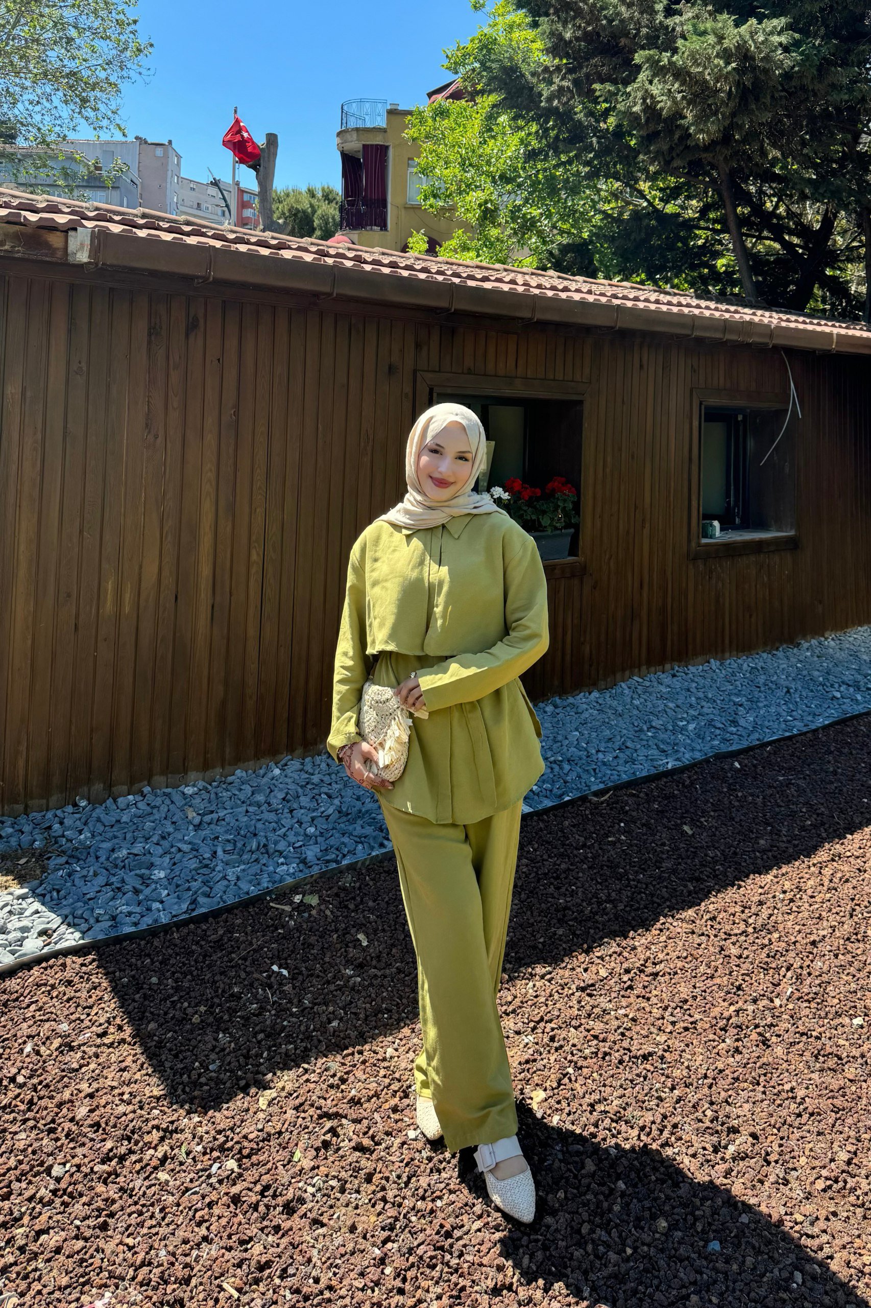 Keten Takım - yağ yeşili
