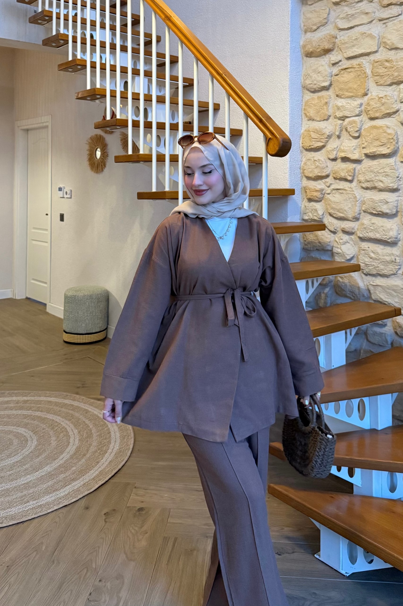 Tek Düğmeli Keten Takım 