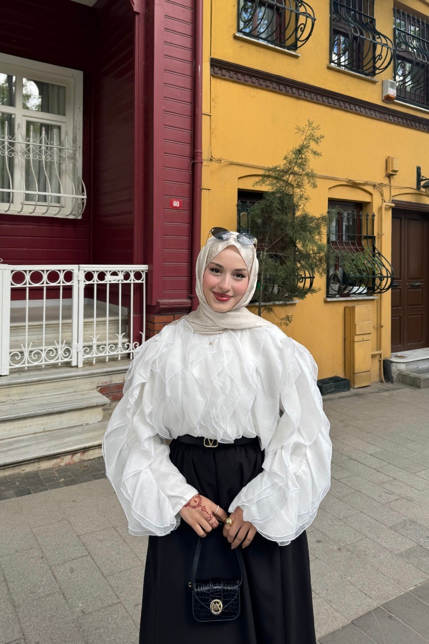 Fırfırlı Tunik - BEYAZ