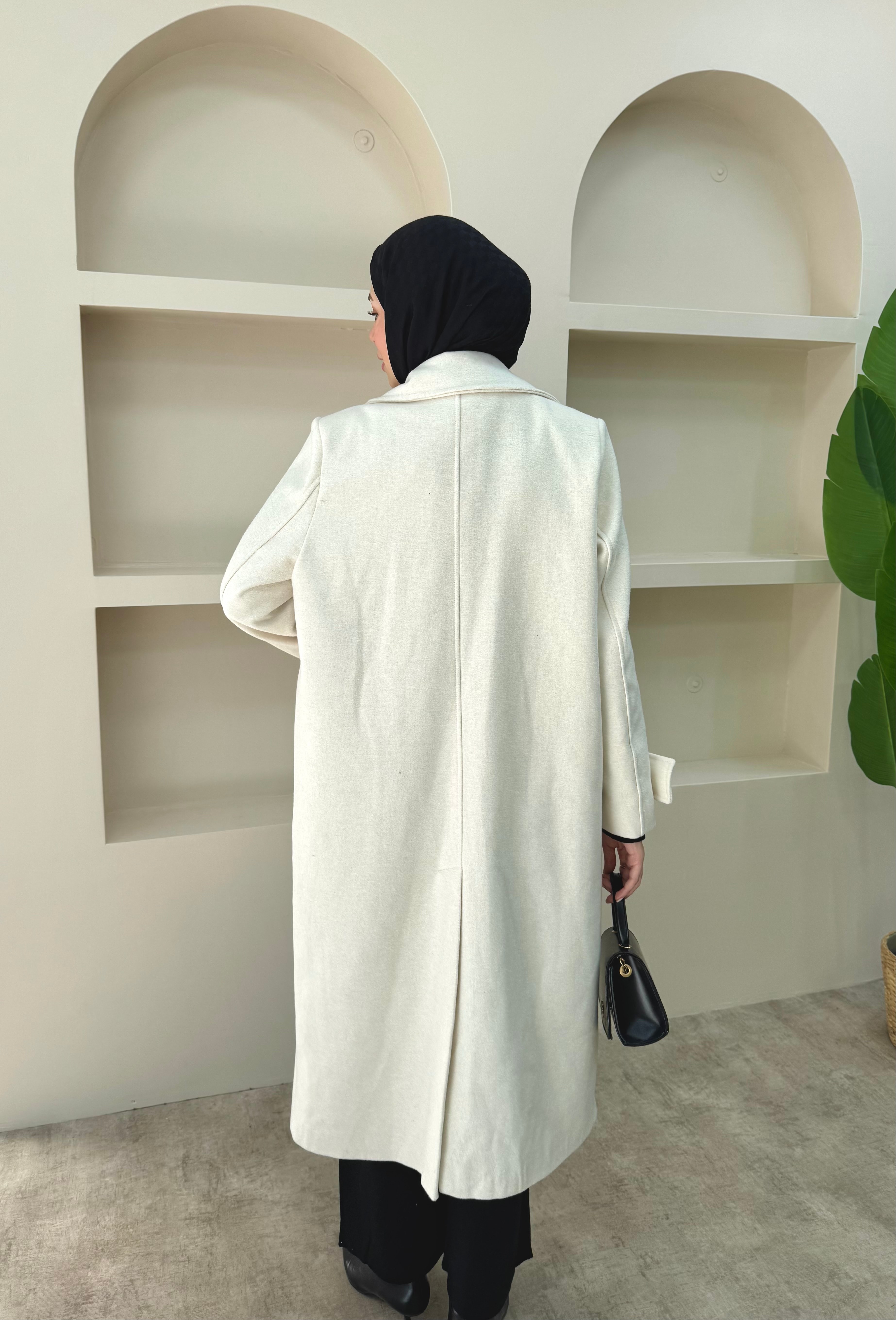 Kruvaze Maxi Kaşe Kaban