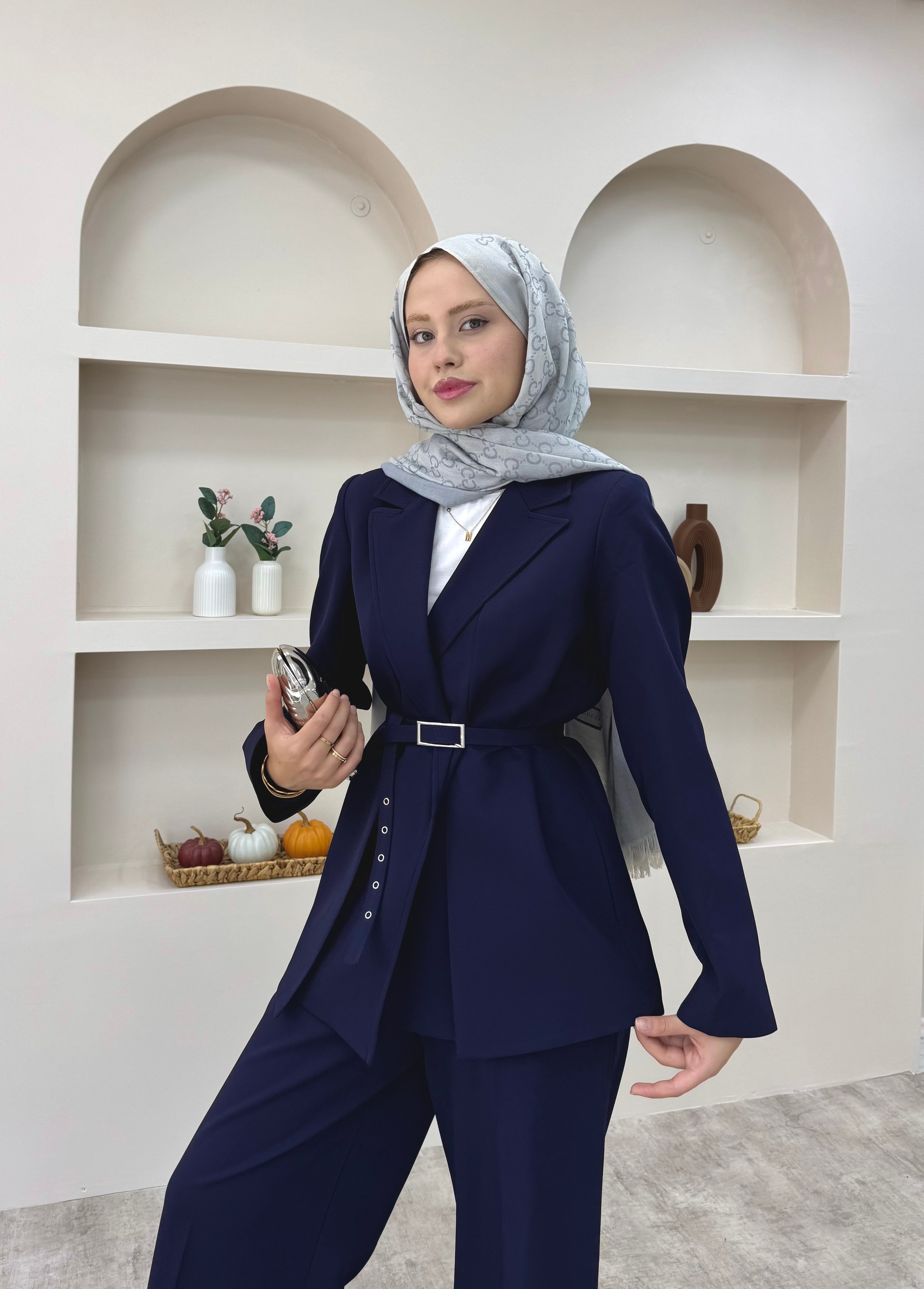 Çift Yaka Blazer Takım 