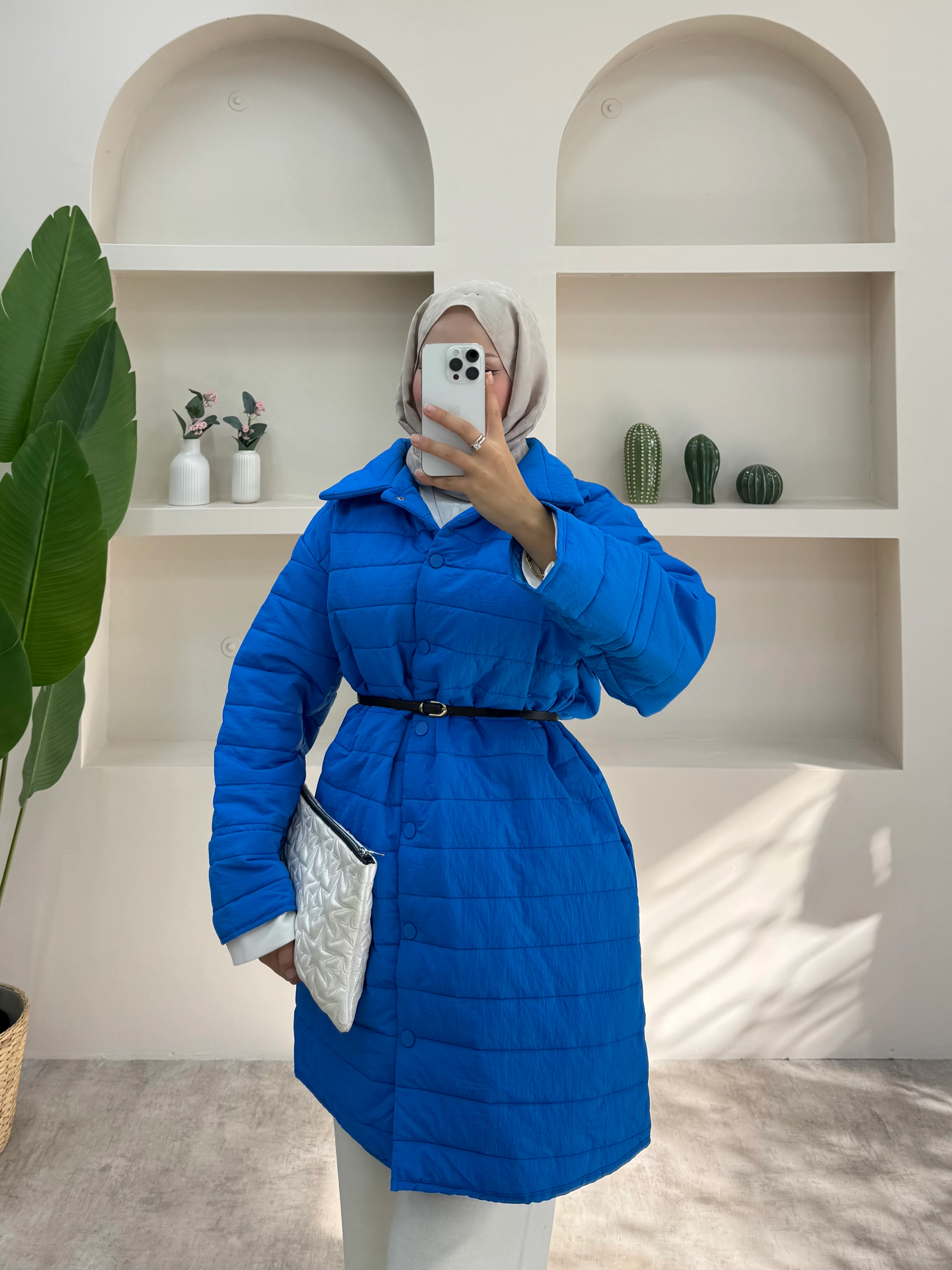 Basic Kapitone Mont - Mavi