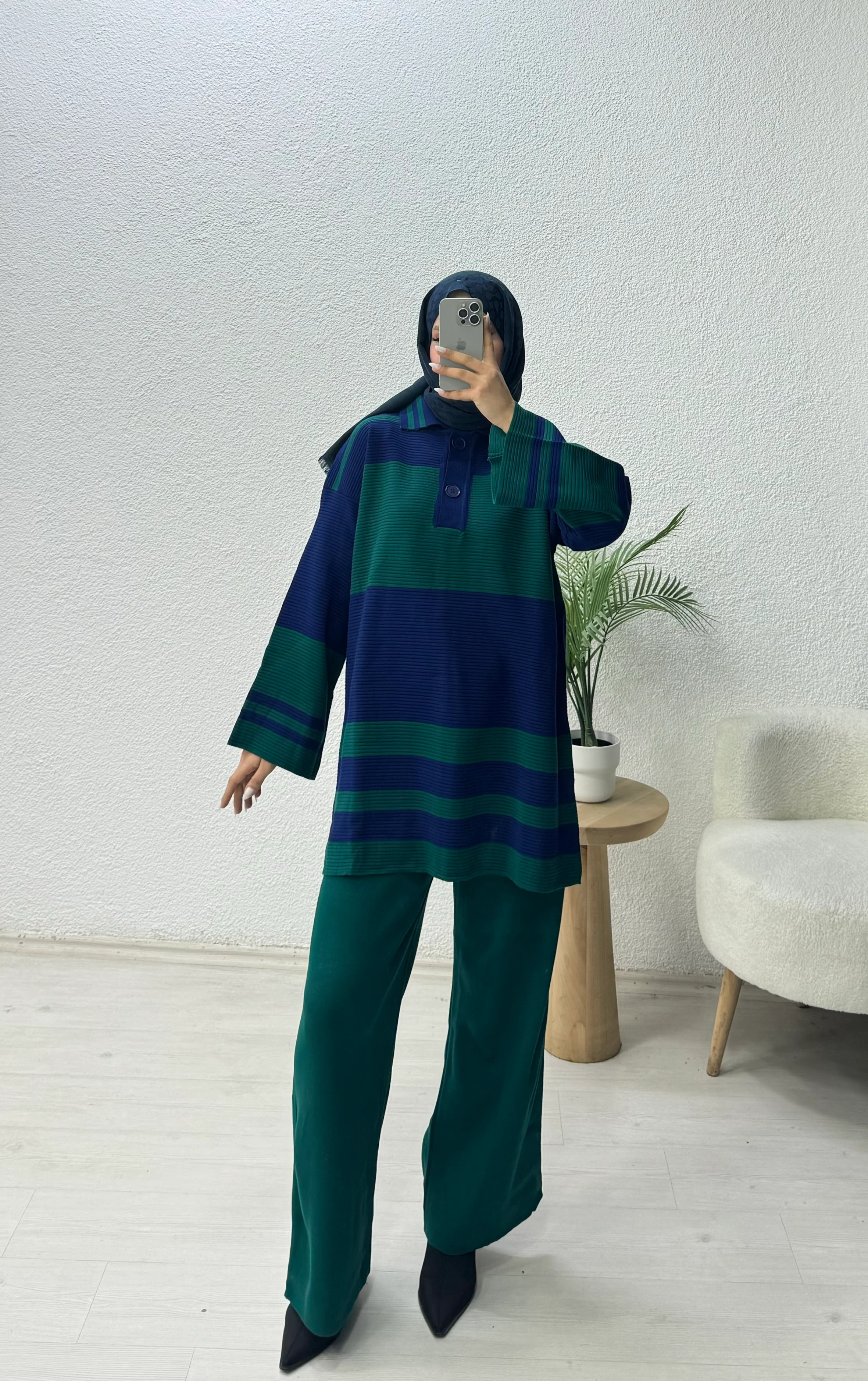 Çizgili Triko Takım 