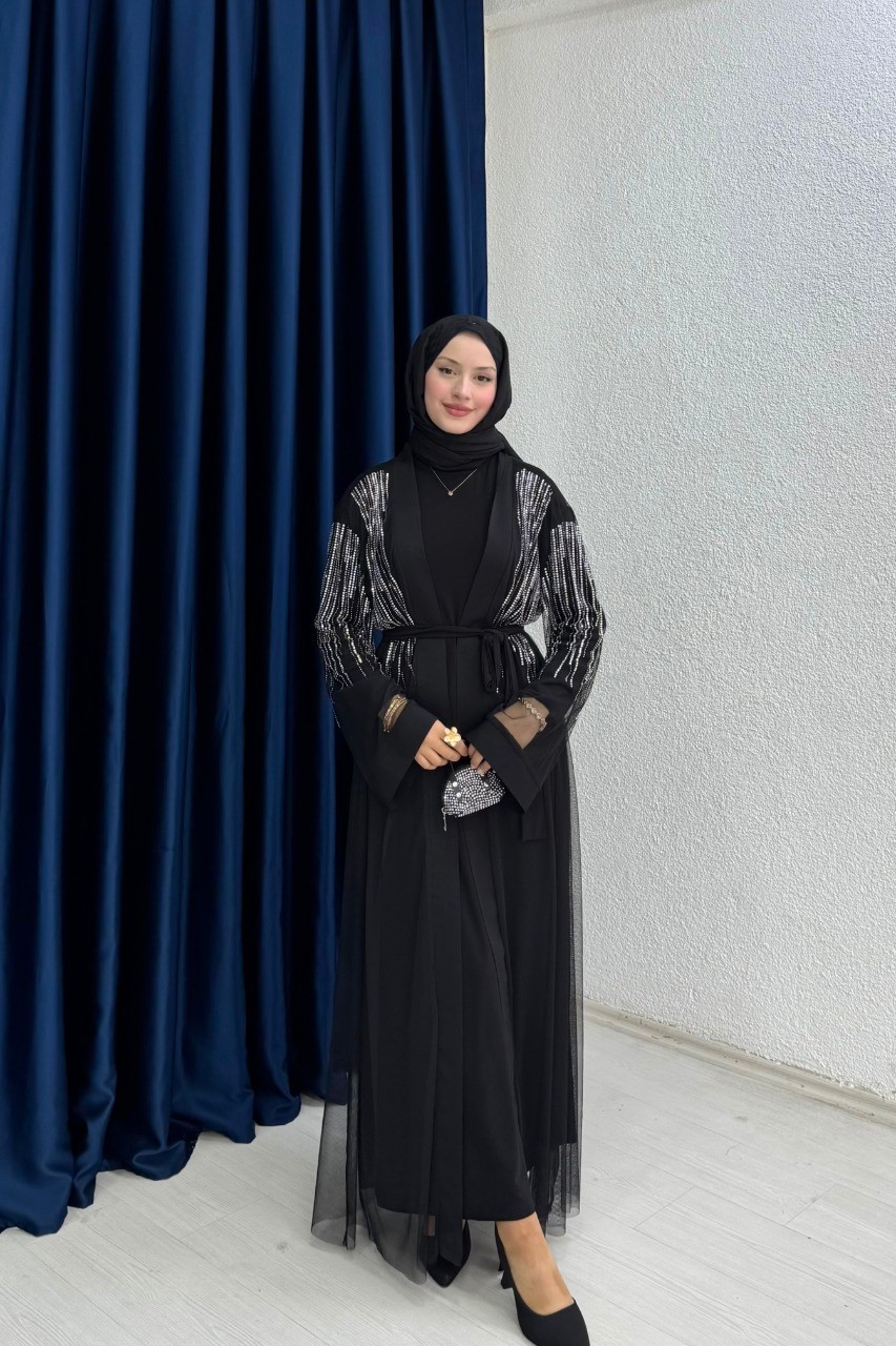 Taşlı Abaya Takım
