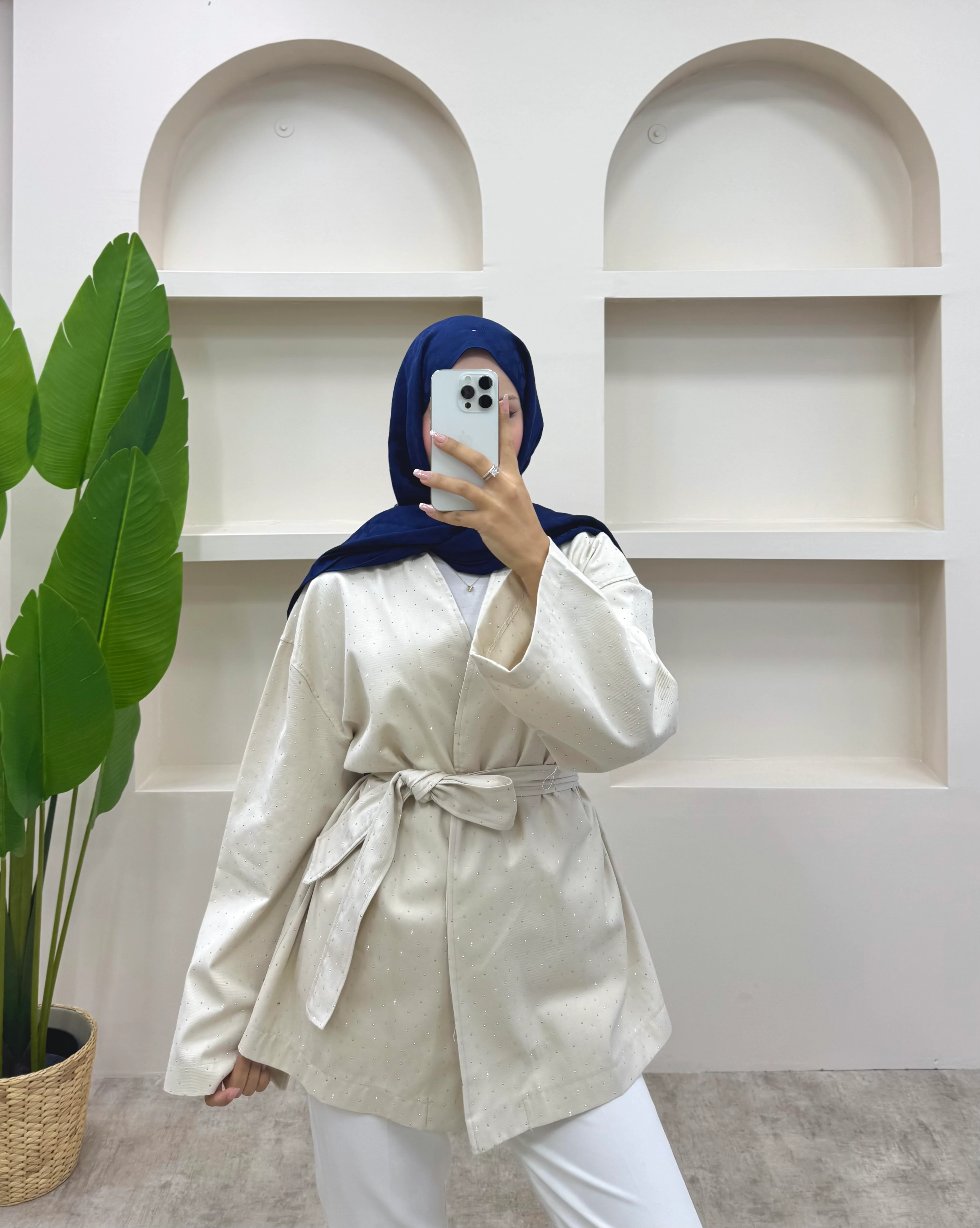 Taşlı Ceket  - Krem