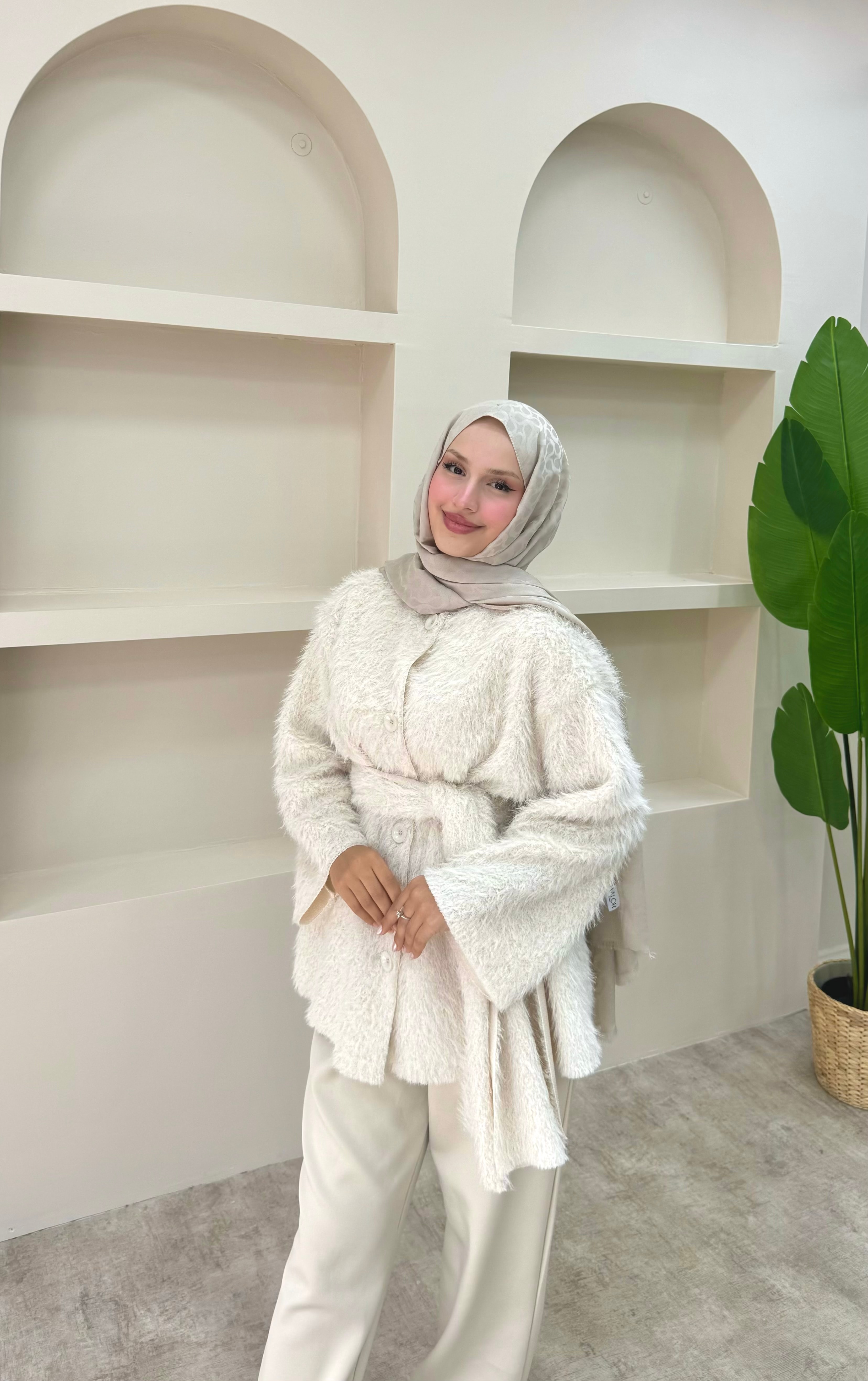 Atkılı Ceket  - BEYAZ
