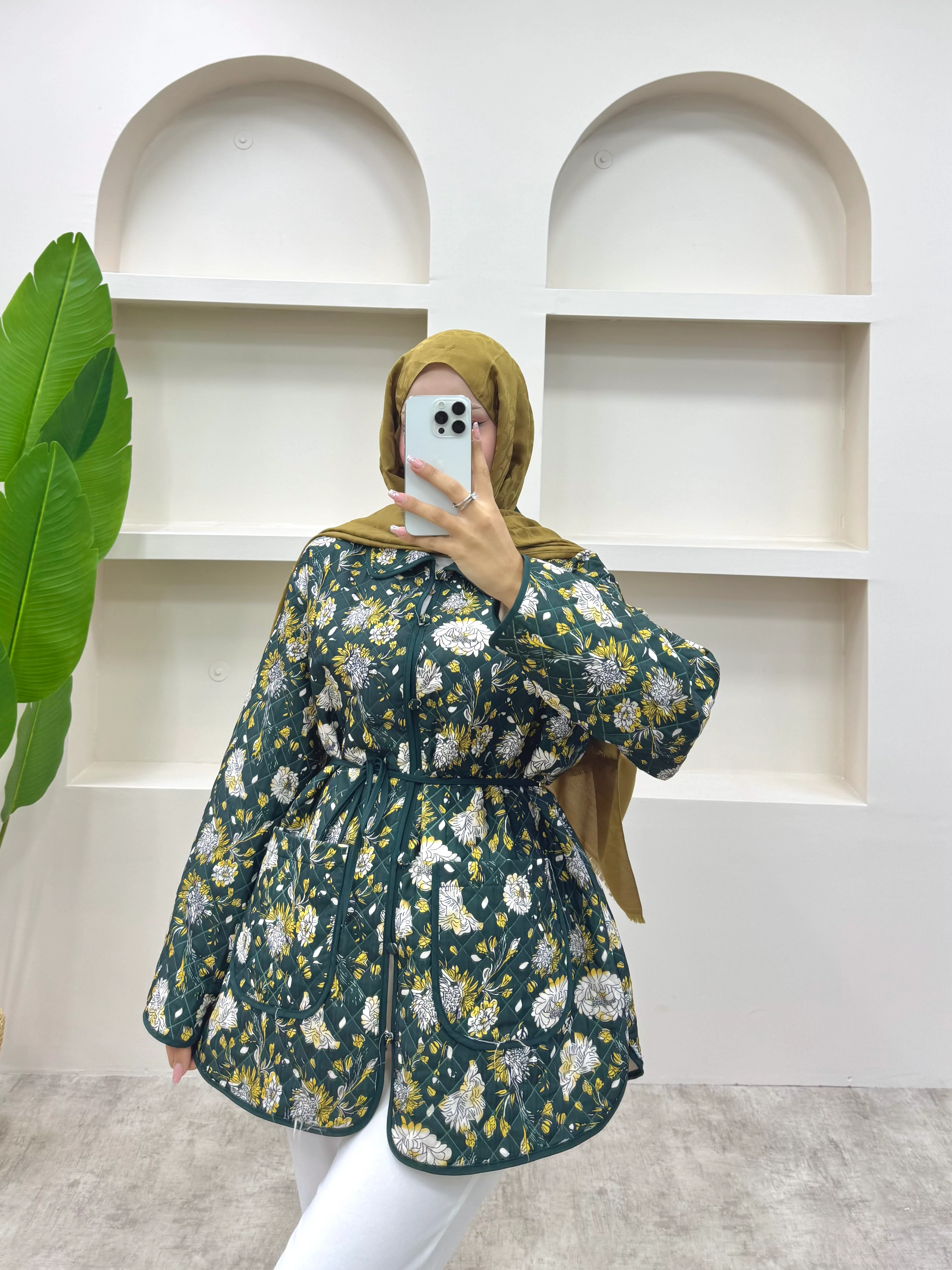 Biye Detaylı Etnik Desen Ceket  - Yeşil