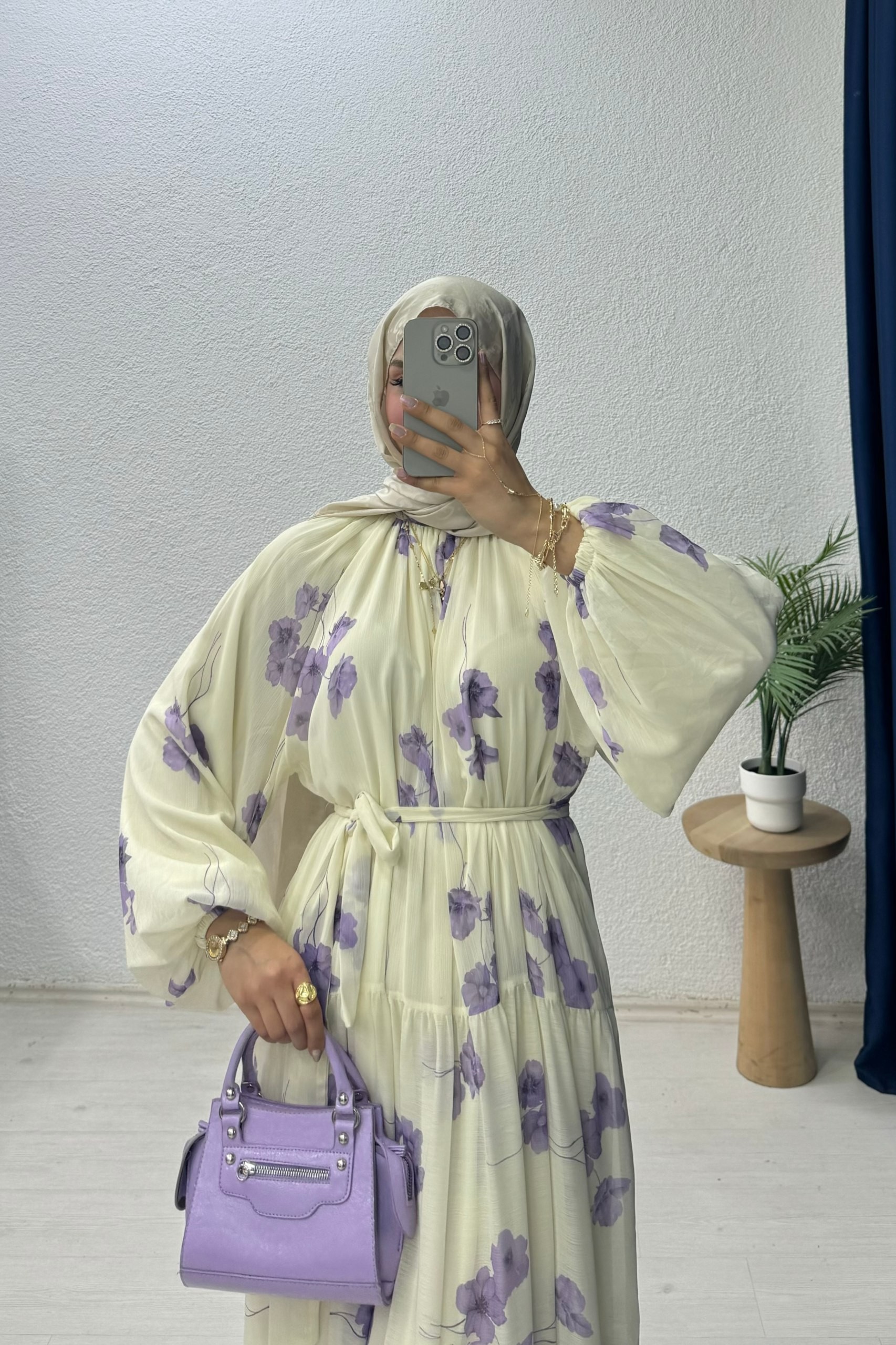 Çicek Desenli Şifon Elbise
