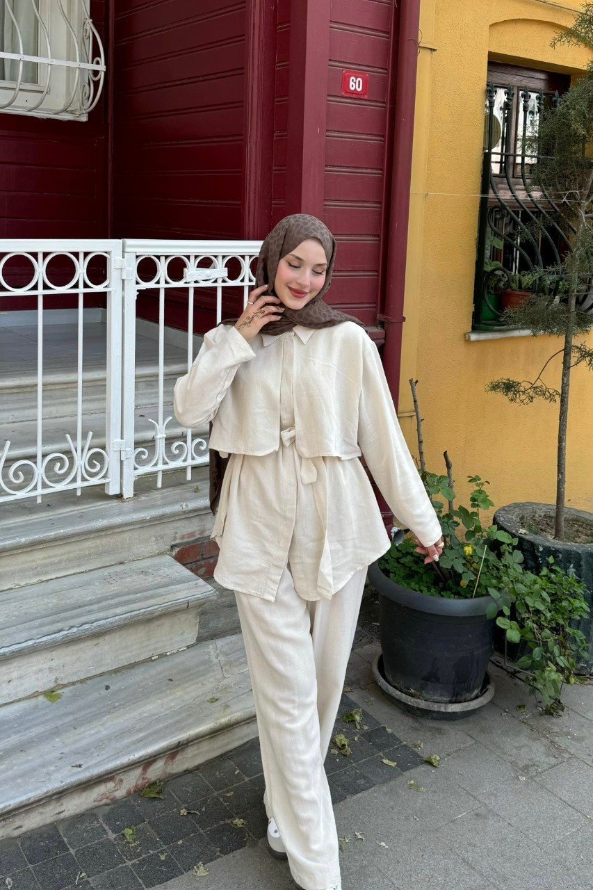 Keten Takım - Krem