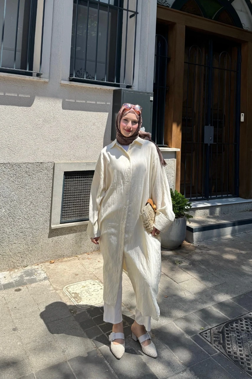 Pamuklu Keten Uzun Gömlek 