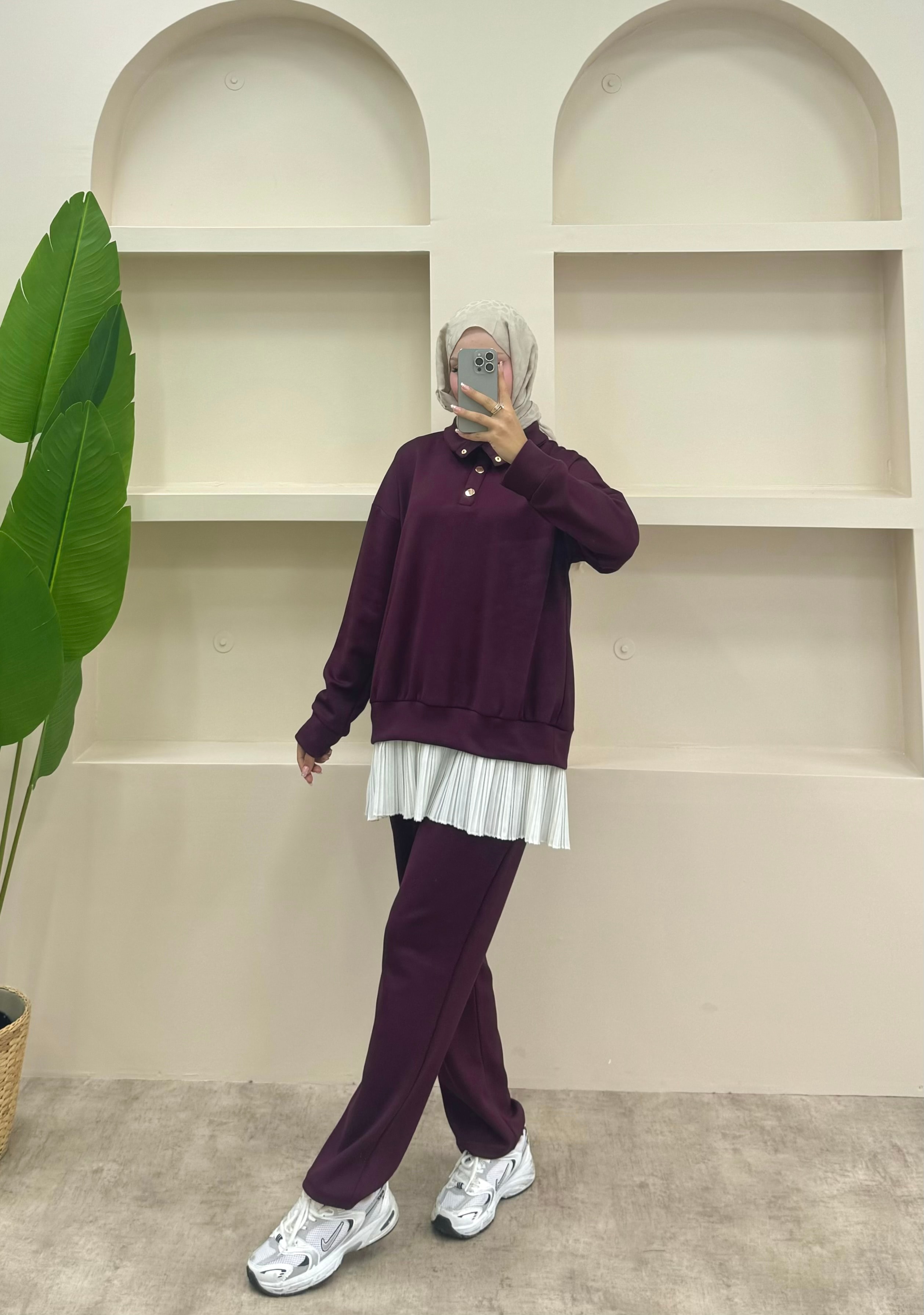 Pileli Oysho Takım  - Bordo