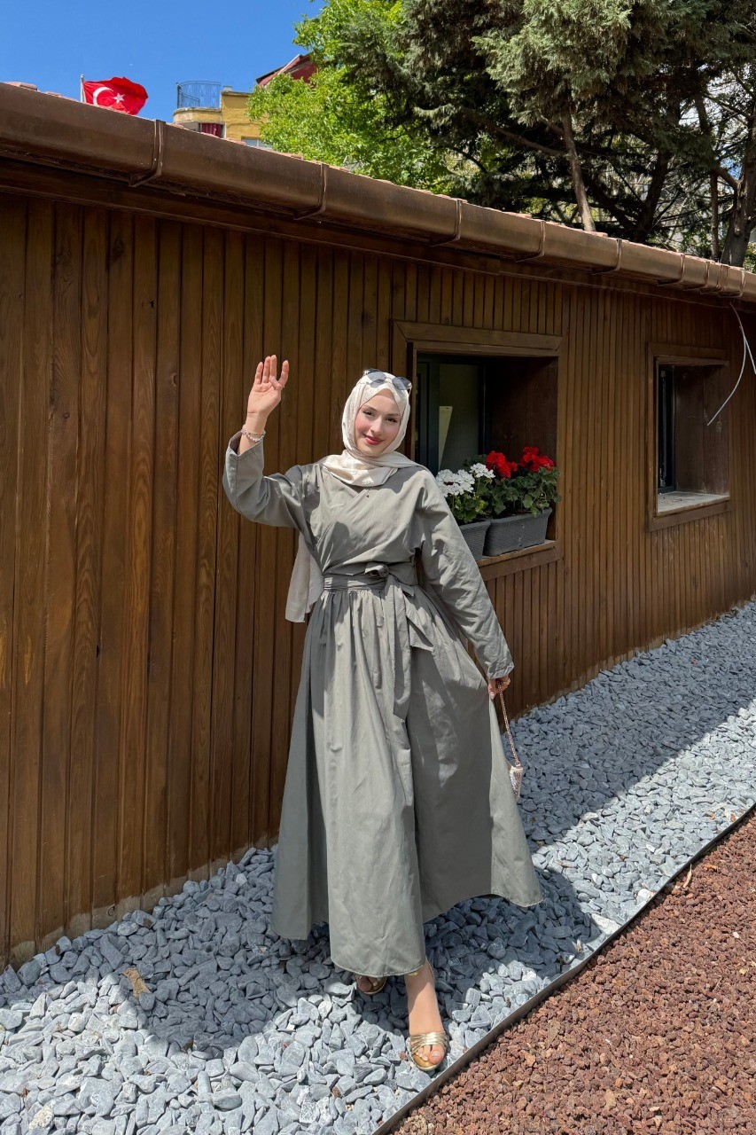 Bağlamalı Etek Takım - Mat Yeşil