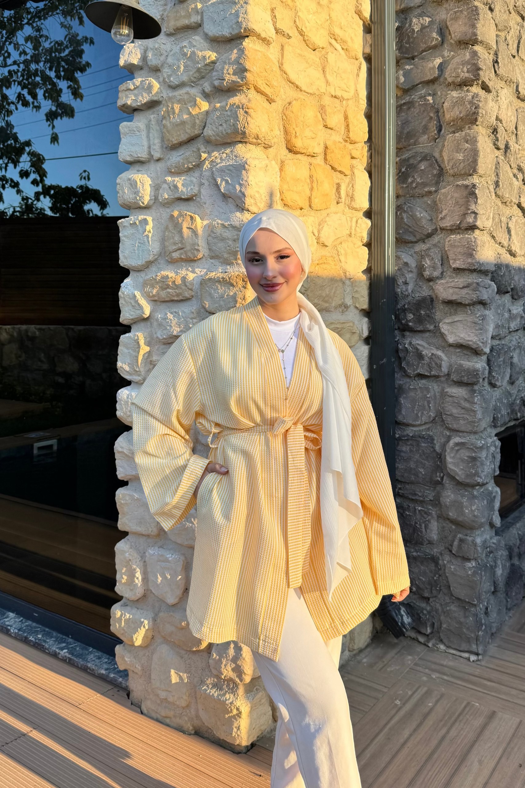 Çizgili Kimono - sarı
