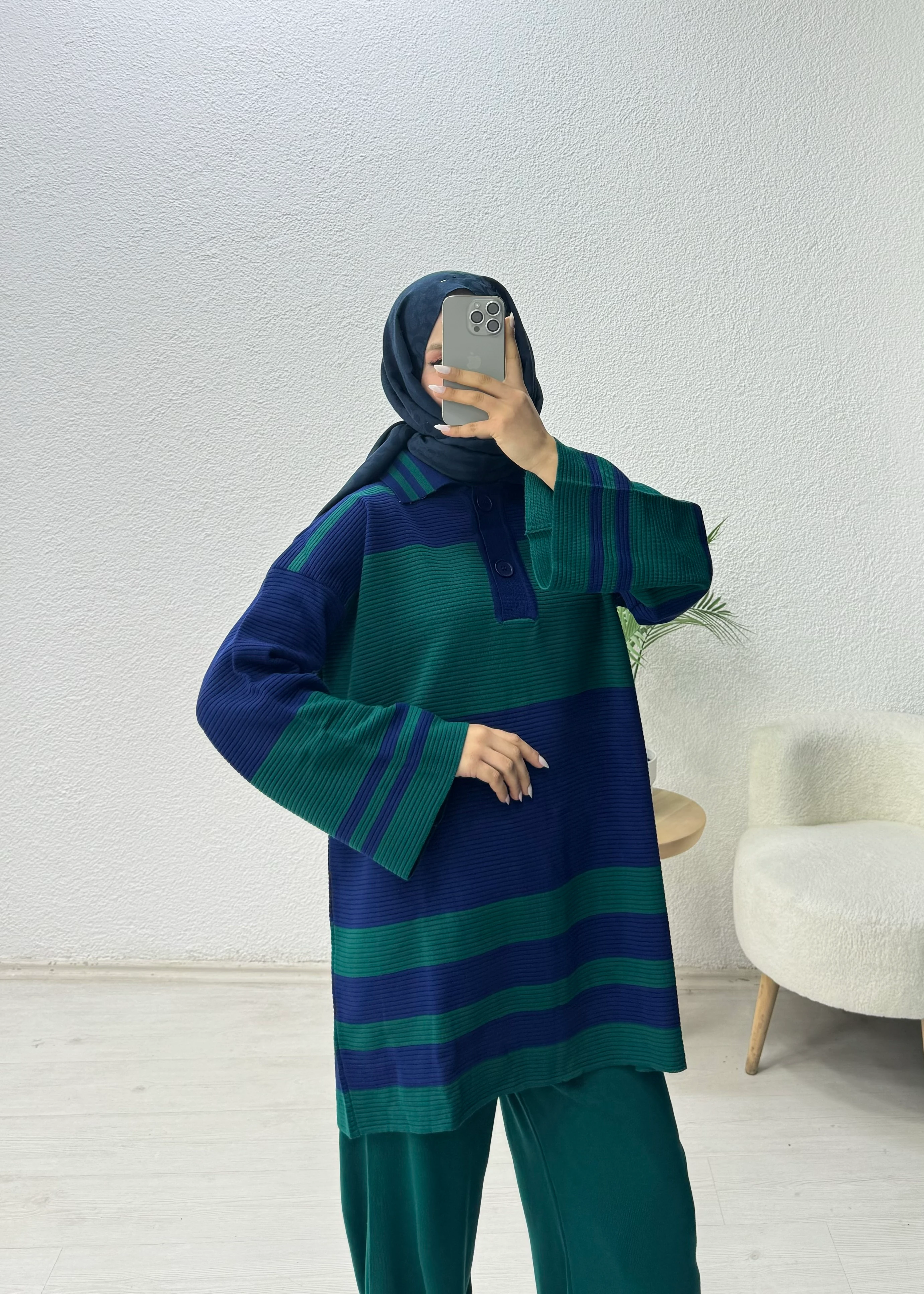 Çizgili Triko Takım 