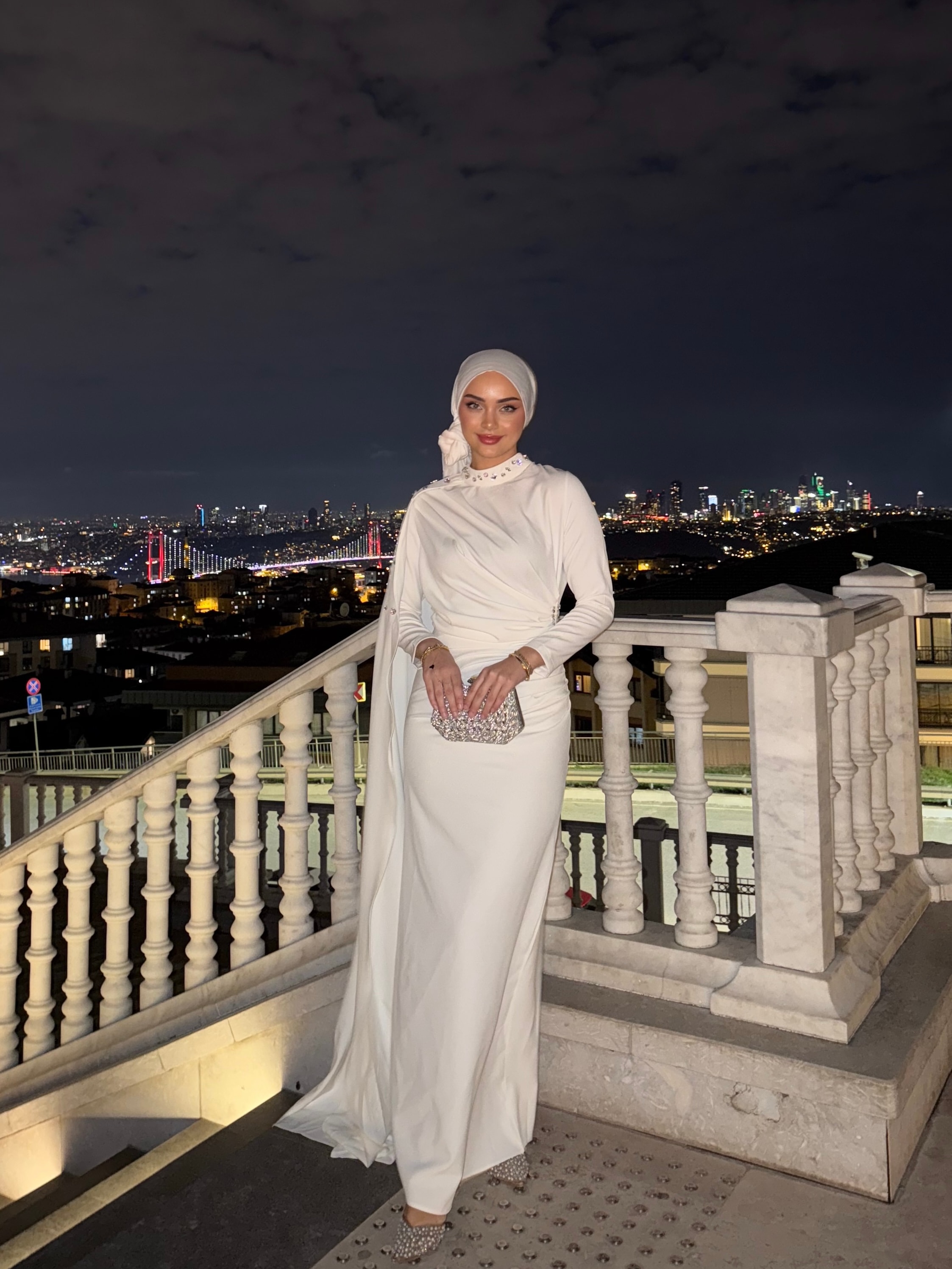 Serena Taşlı Elbise  - BEYAZ