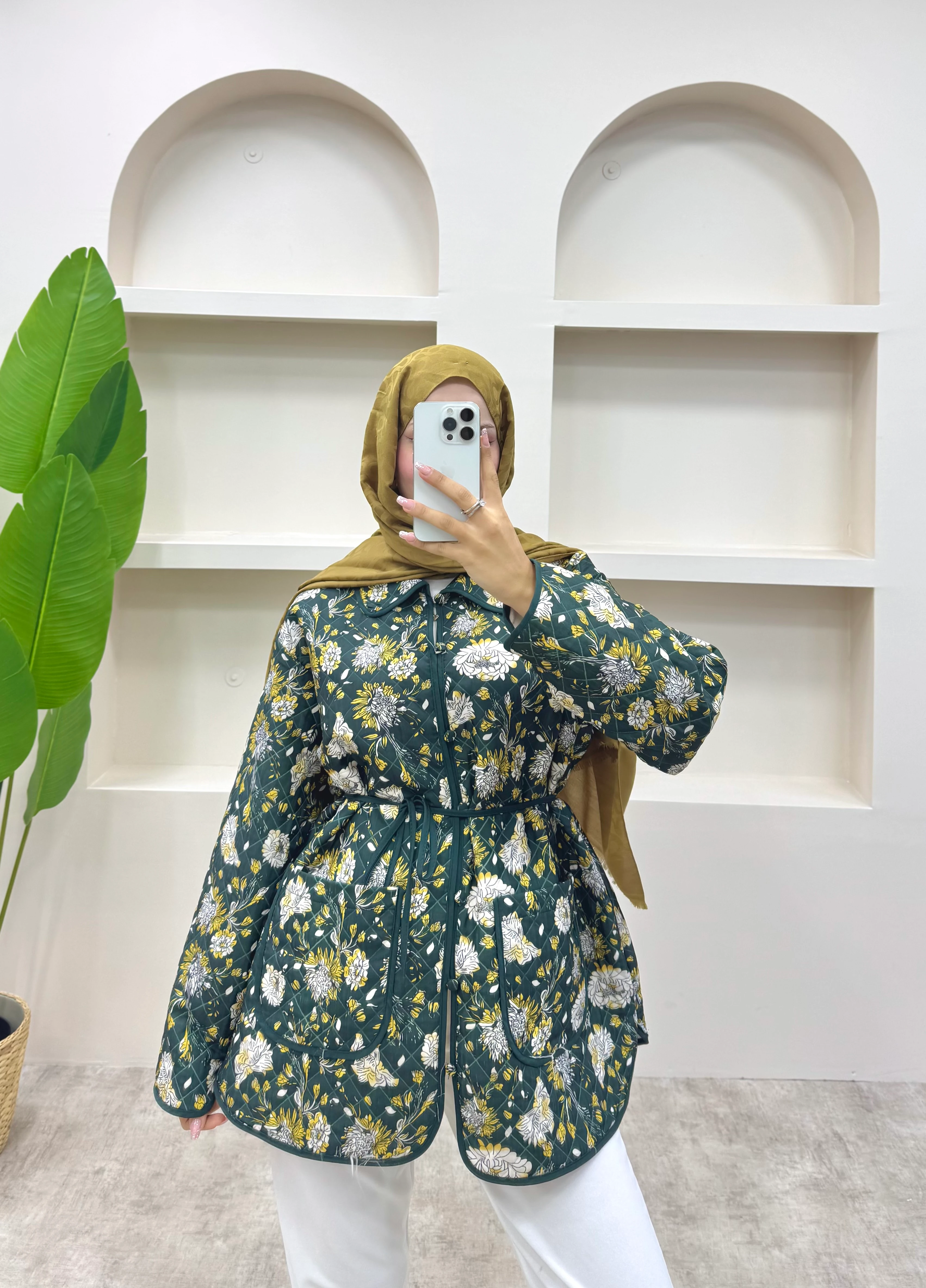 Biye Detaylı Etnik Desen Ceket  - Yeşil