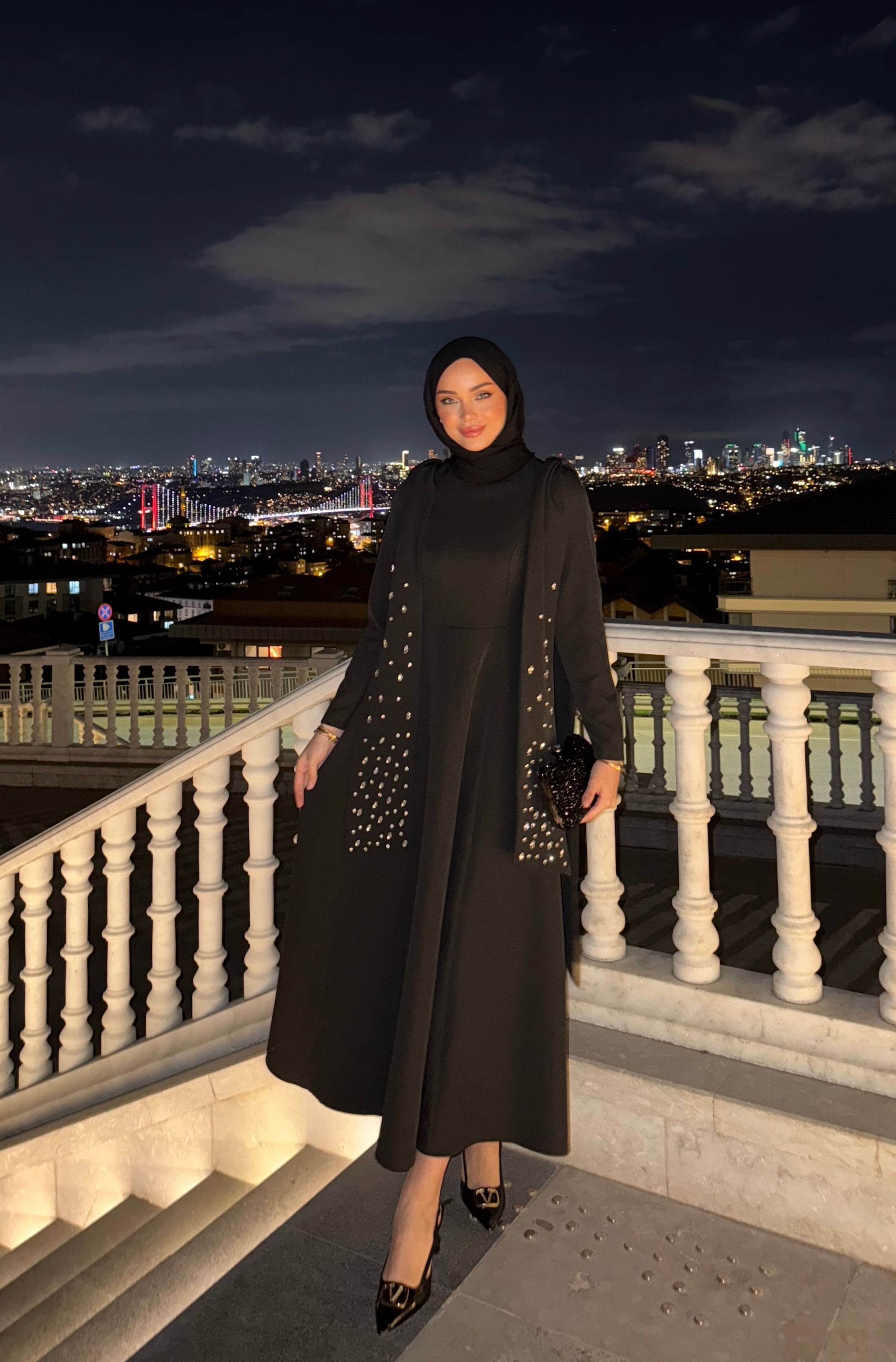 Elsa Taşlı Elbise  - Siyah