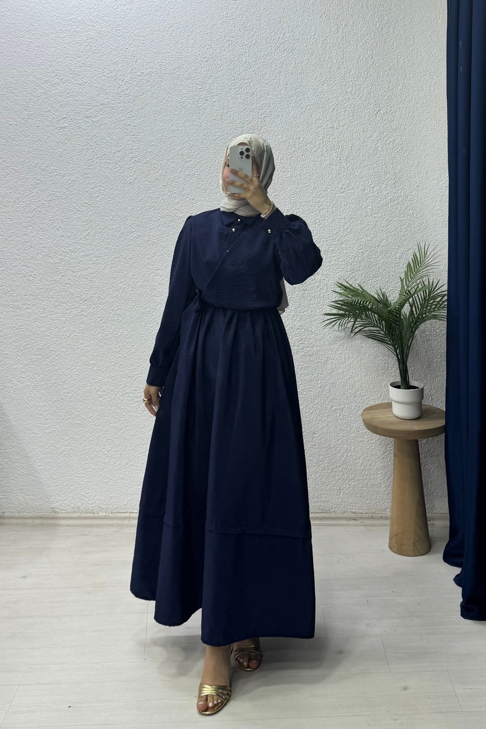 Bağlamalı Elbise - Lacivert