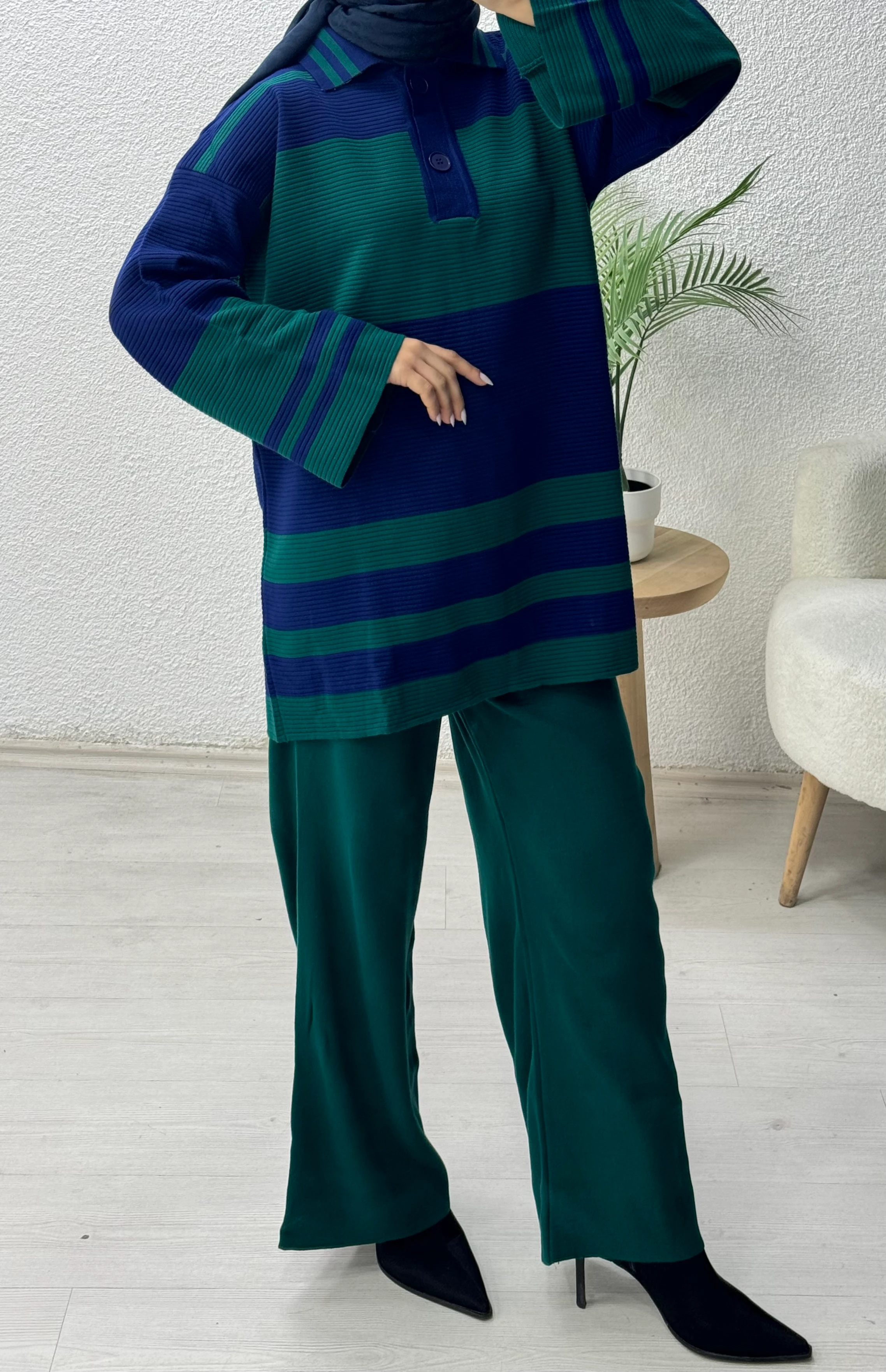 Çizgili Triko Takım 