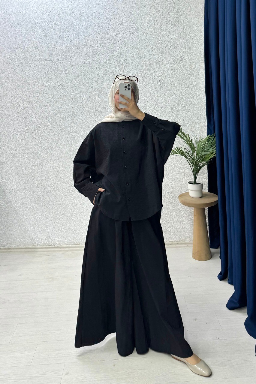 Oversize Gömlek Takım - Siyah