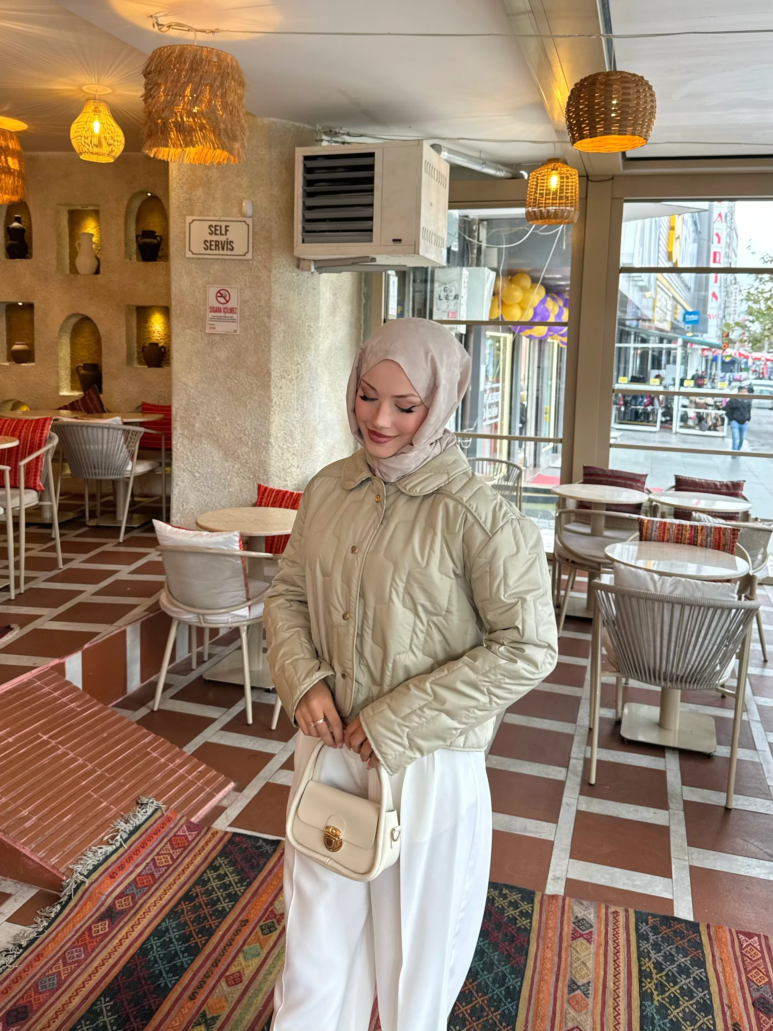 Kısa Kapitone Mont  - Yeşil