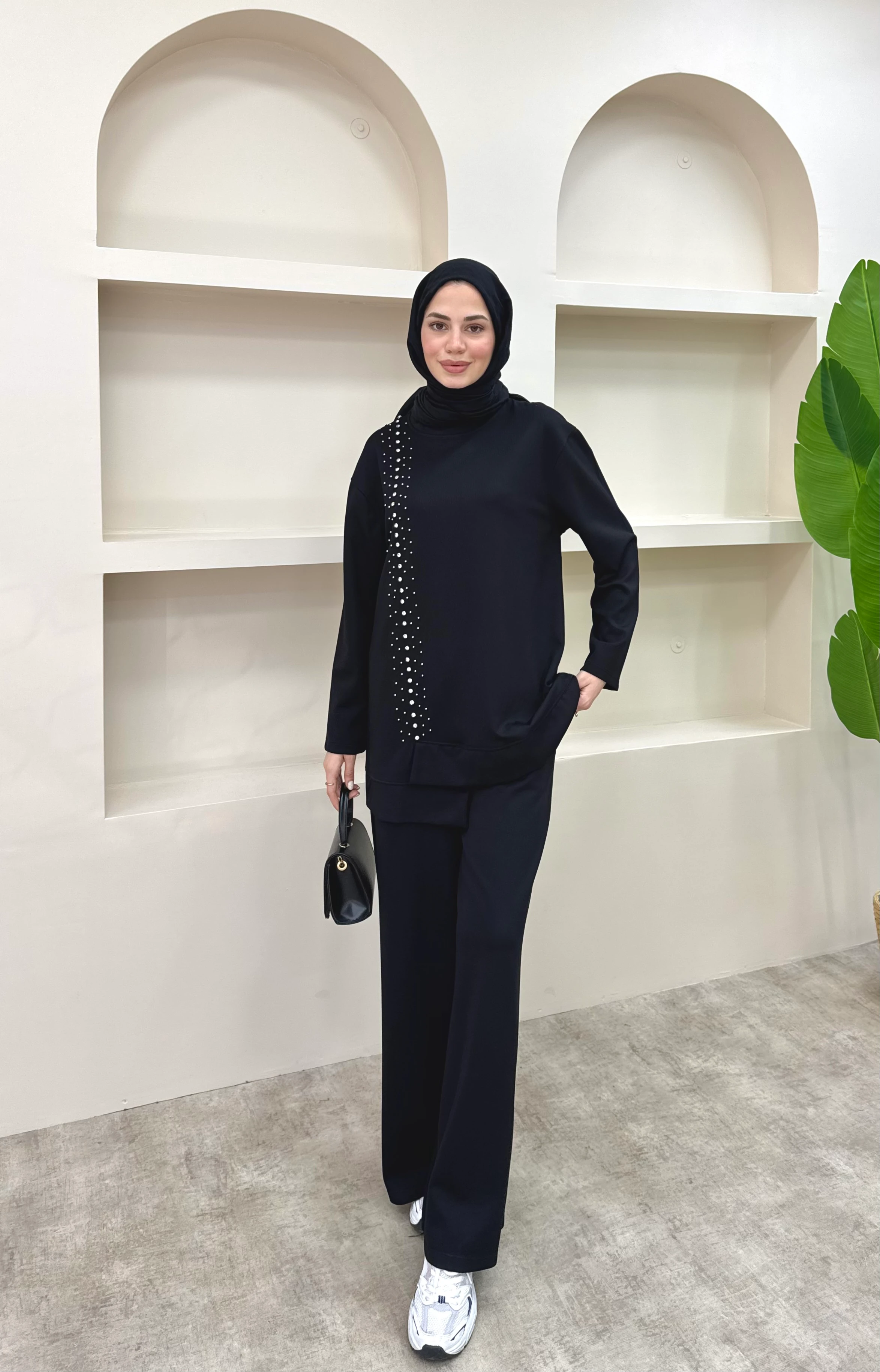 Taşlı Oysho Takım - Siyah