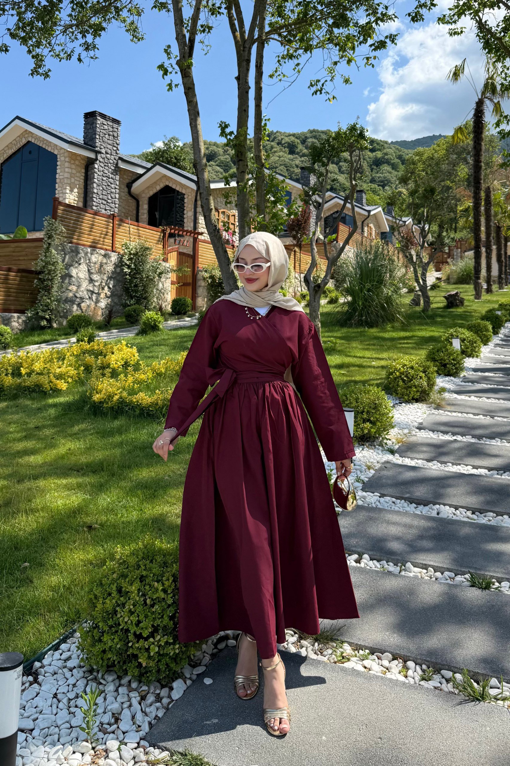 Bağlamalı Etek Takım - Bordo